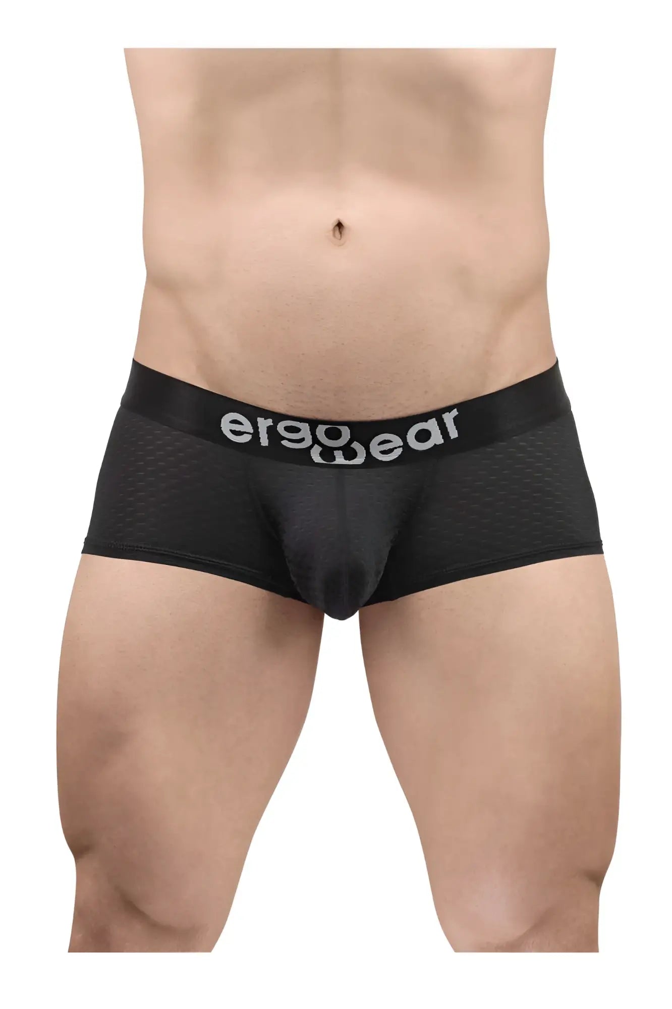 Black ergowear ew1689 max flow trunks ergonomic briefs with textured mesh fabric and white logo waistband