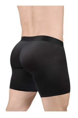 Ergowear ew1690 max flow black men’s boxer briefs with black mesh texture and smooth satin waistband