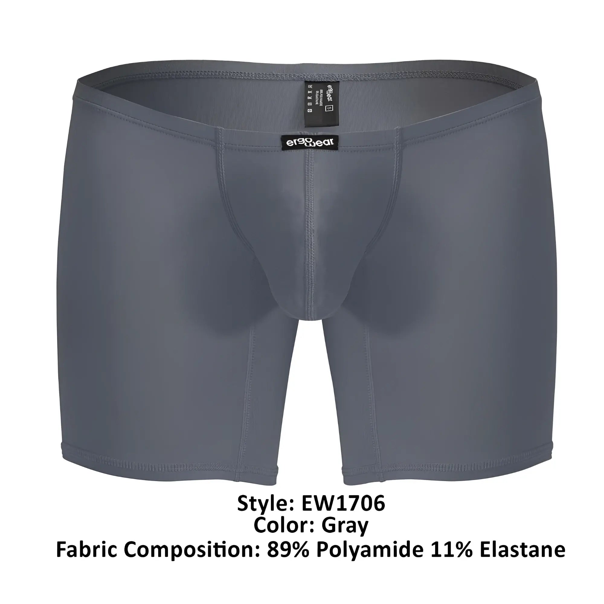 Gray ergoWear ew1706 x4d boxer briefs made of 89 polyamide 11 elastane with snug fit and reinforced seams