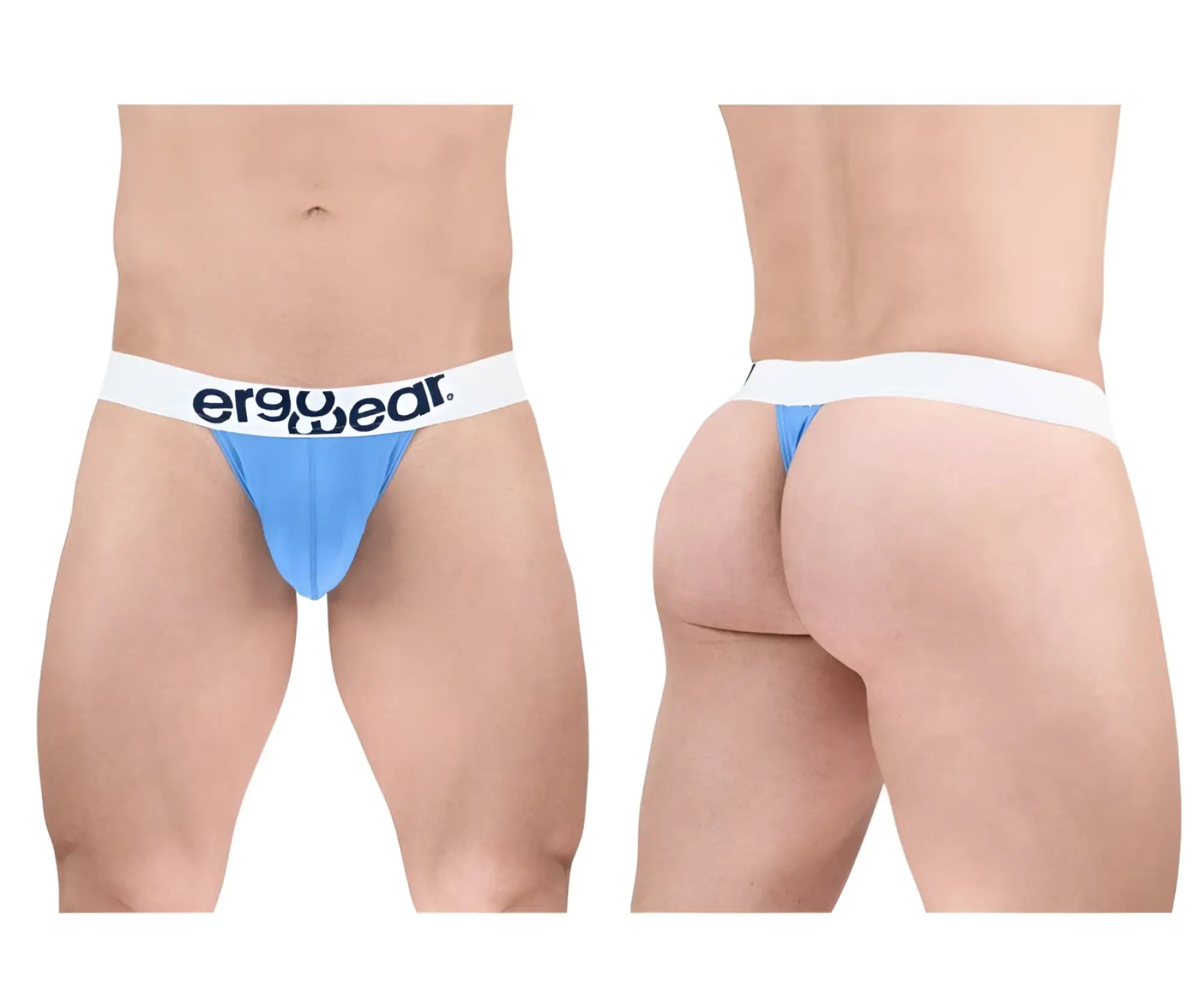 Light blue ergonomic cotton briefs with a white waistband and ergo wear logo in black text