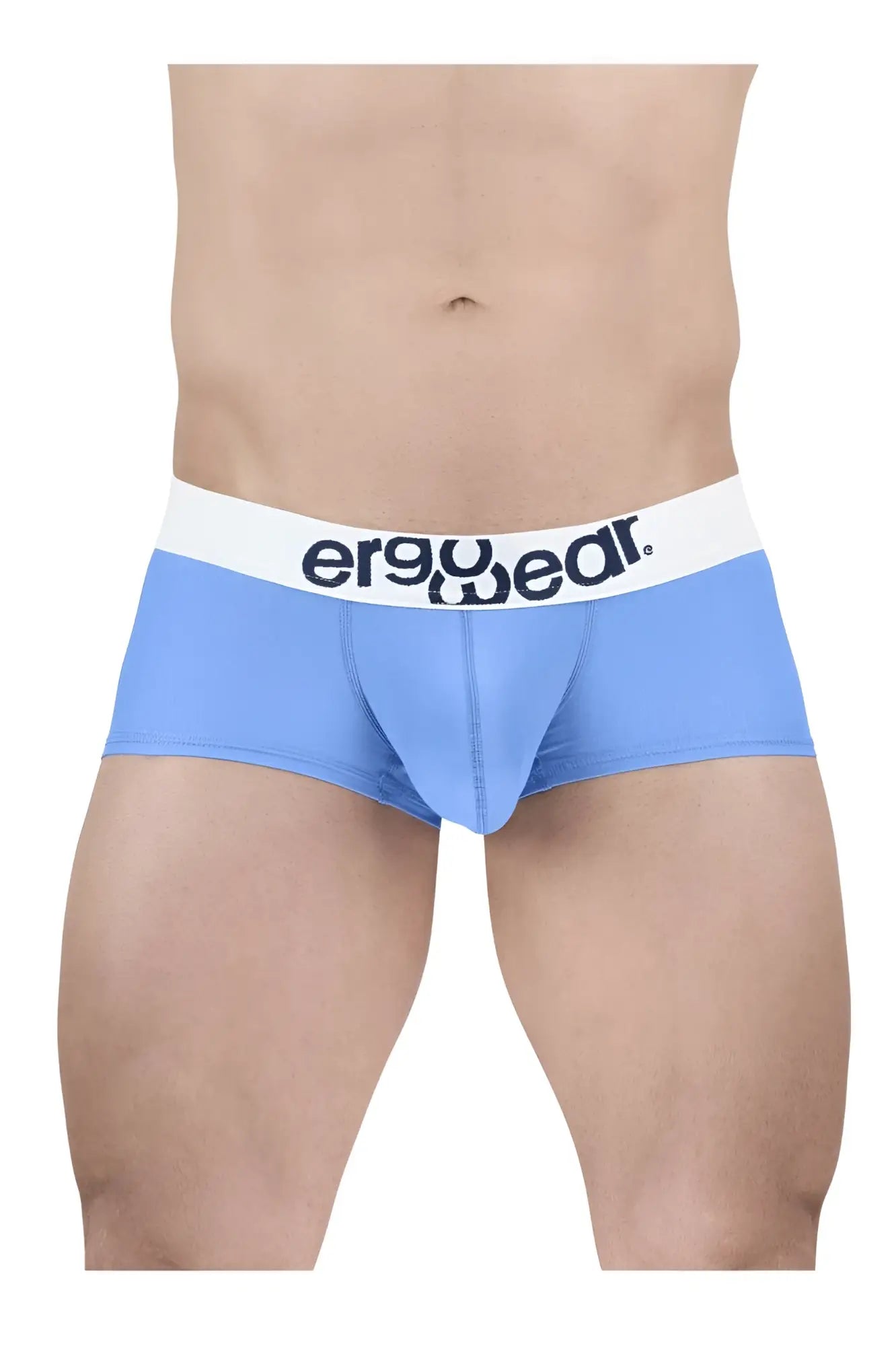 Light blue ergonomic cotton briefs with white waistband and ergo wear logo for comfortable everyday support