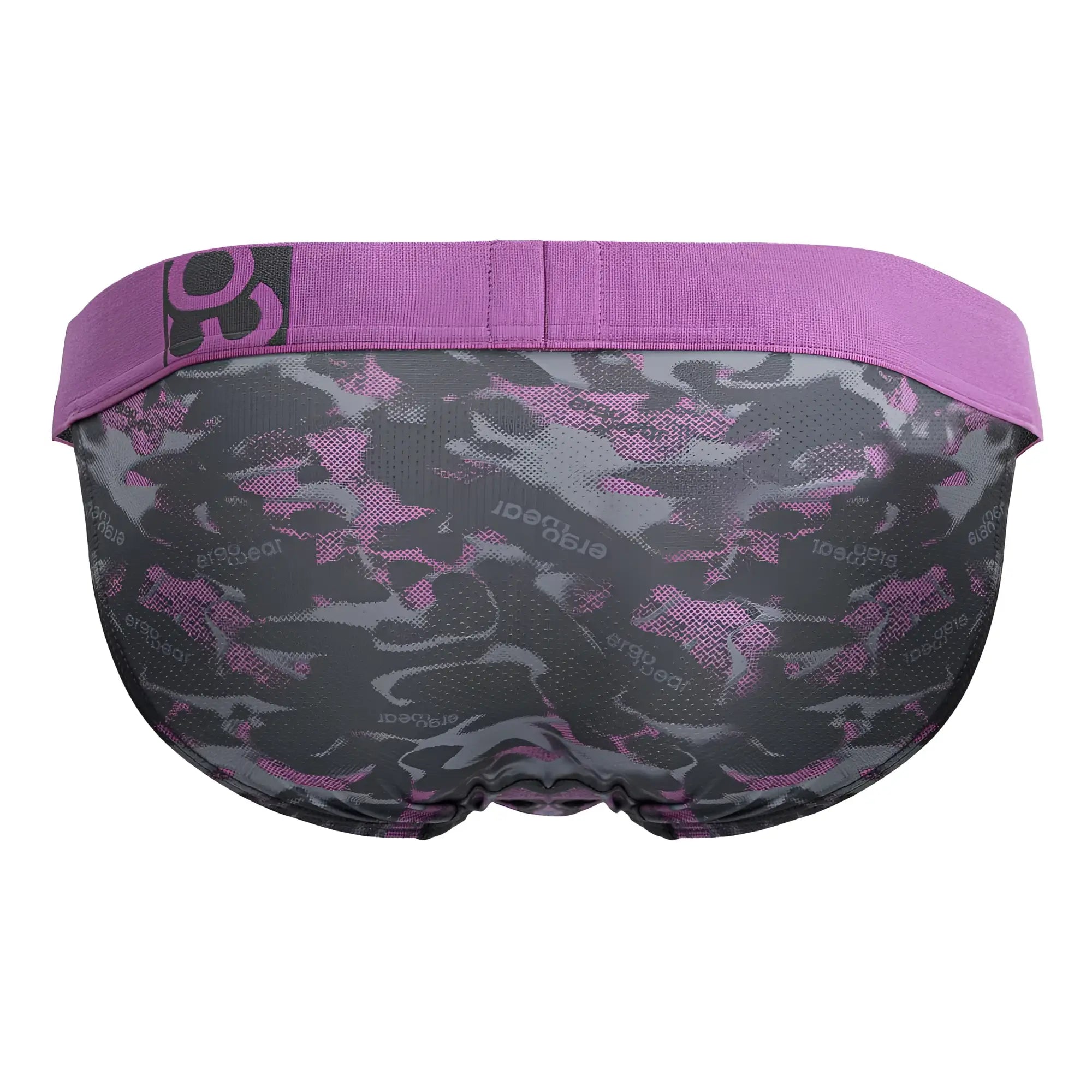 Ergowear ew1715 max se camo bikini in purple and gray camouflage with solid purple elastic waistband for men