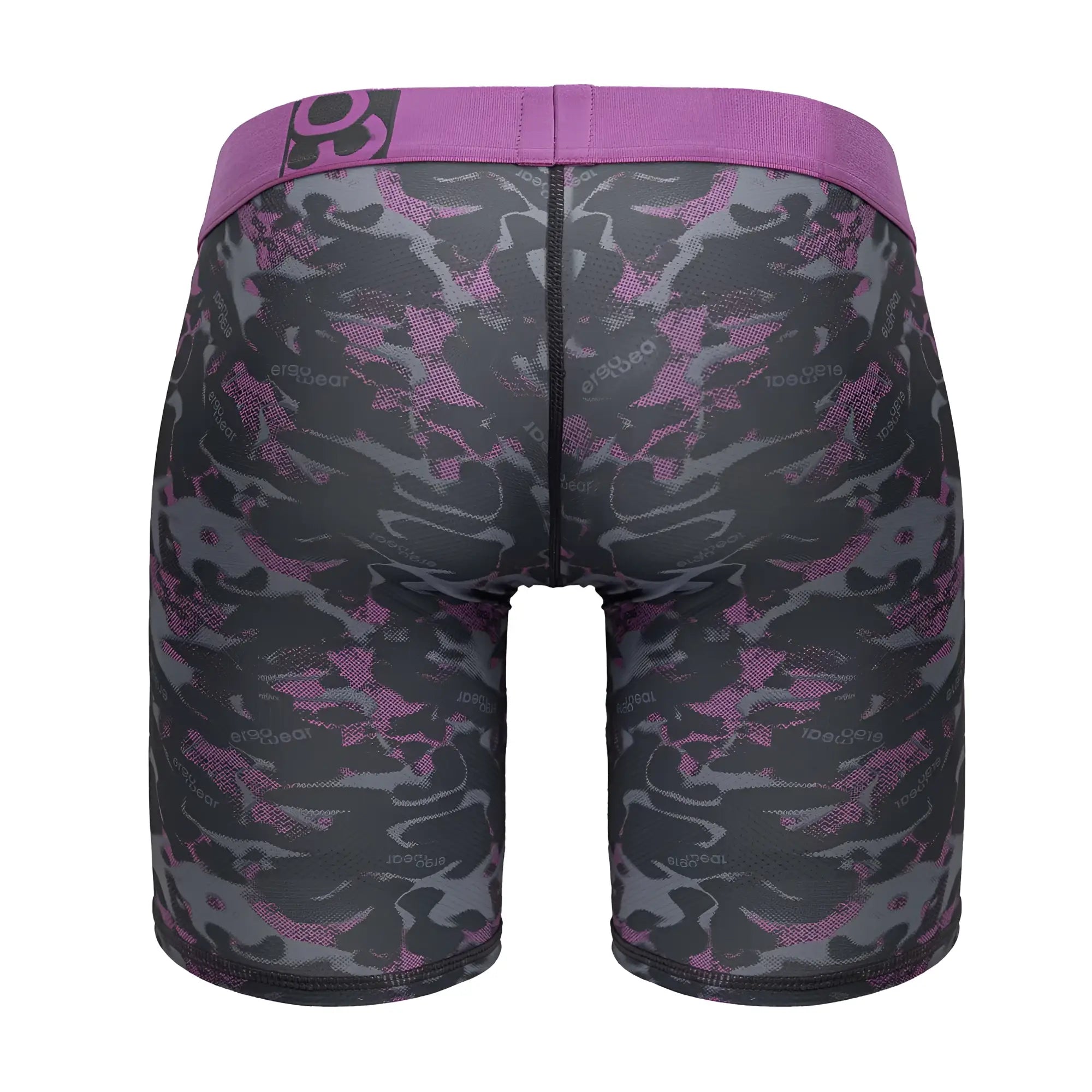 Purple and gray camouflage boxer briefs with matching waistband in pink from ergowear ew1717 max se camo collection