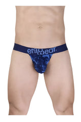 Navy blue camouflage men’s briefs with ergonomic fit and matching ergowear waistband for comfortable support