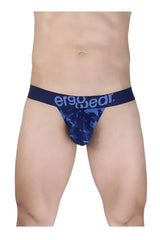 Ergo wear ew1719 max se camo blue bikini briefs with blue camouflage pattern and navy waistband branding