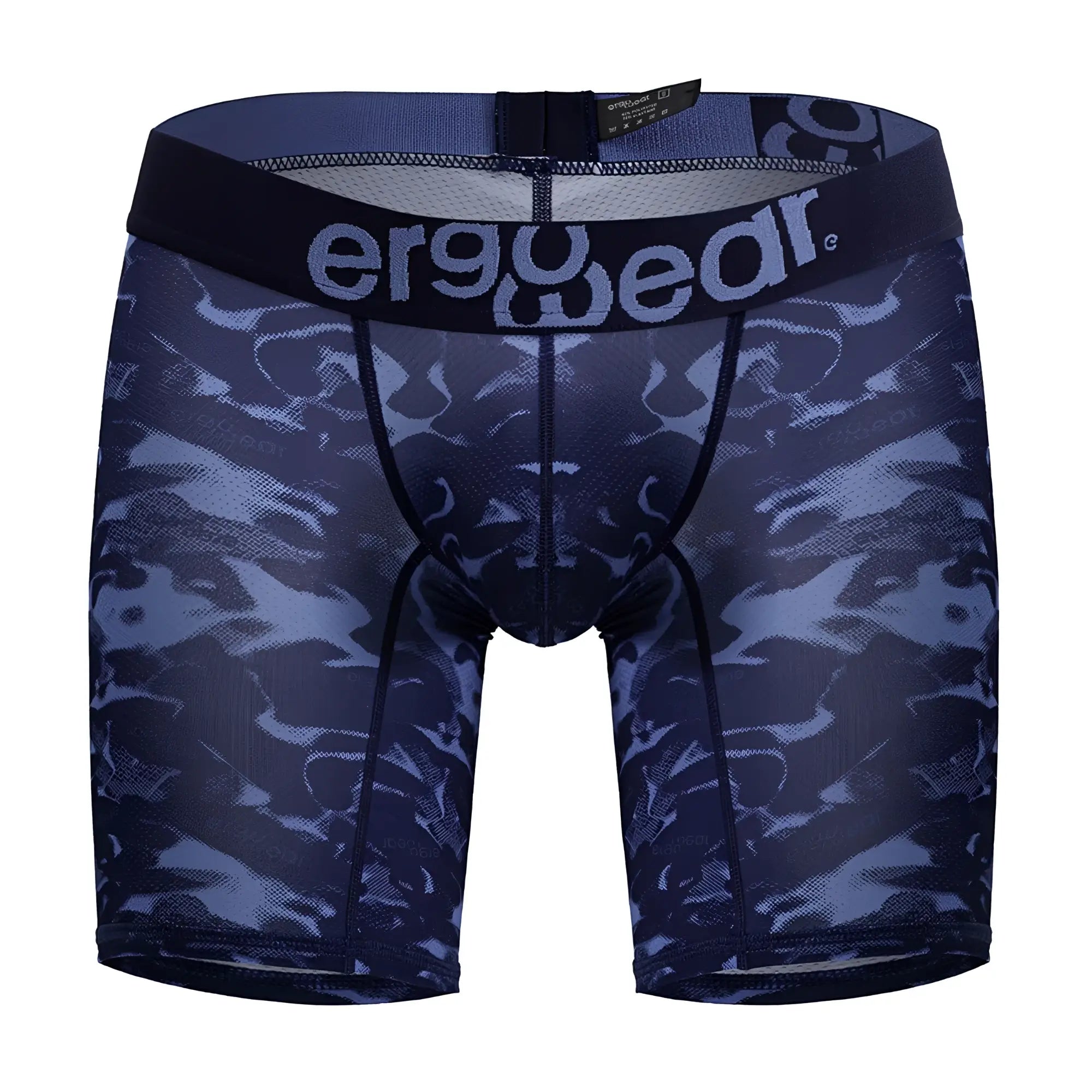 Dark blue ergowear ew1721 max se camo ergonomic boxer briefs with subtle camouflage pattern and logo waistband