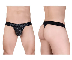 Black ergonomic g-string briefs with gray camouflage pattern and ergogear branded waistband ew1722 max se camo