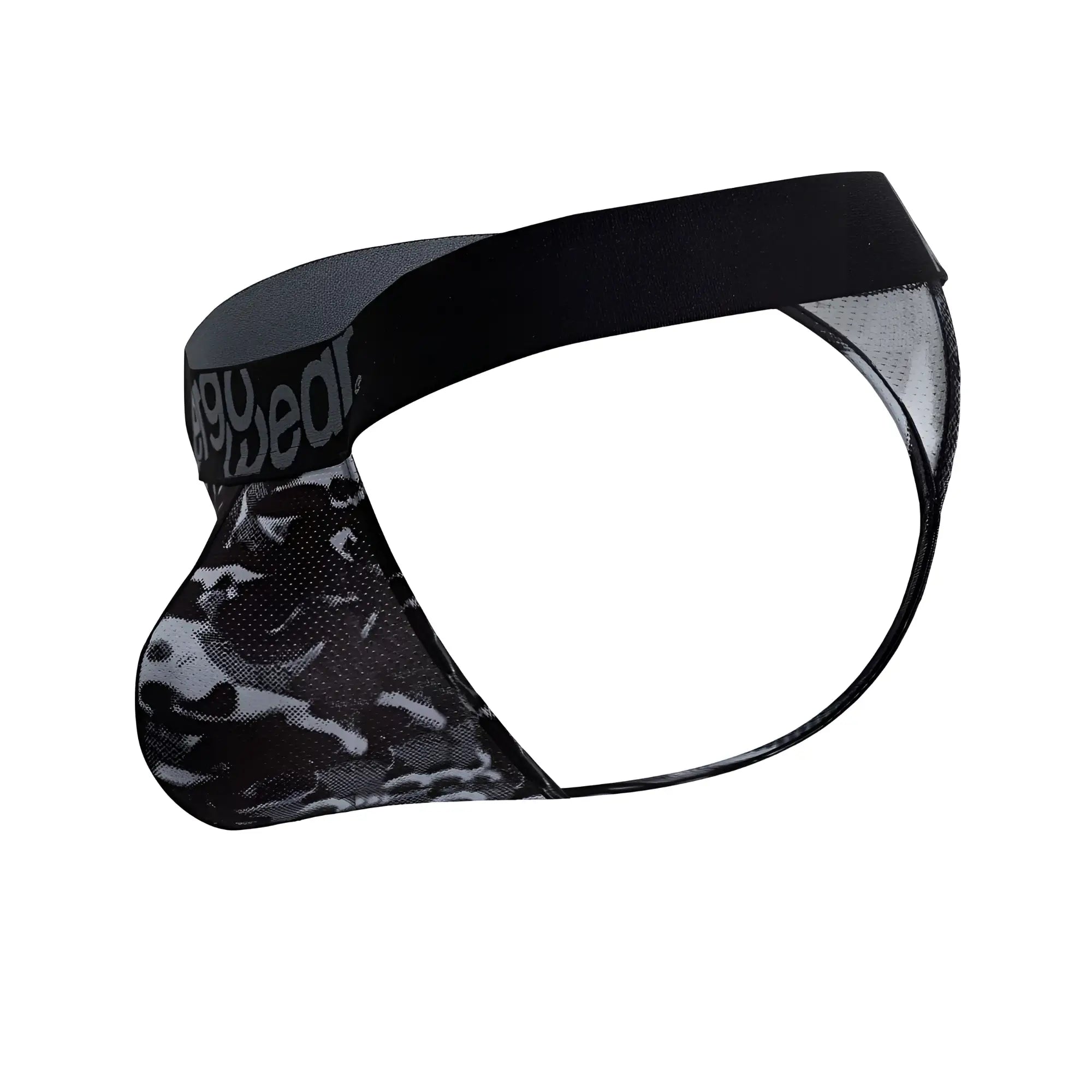 Ergo wear ew1722 max se camo black mesh g-string briefs with black elastic waistband and camouflage pattern