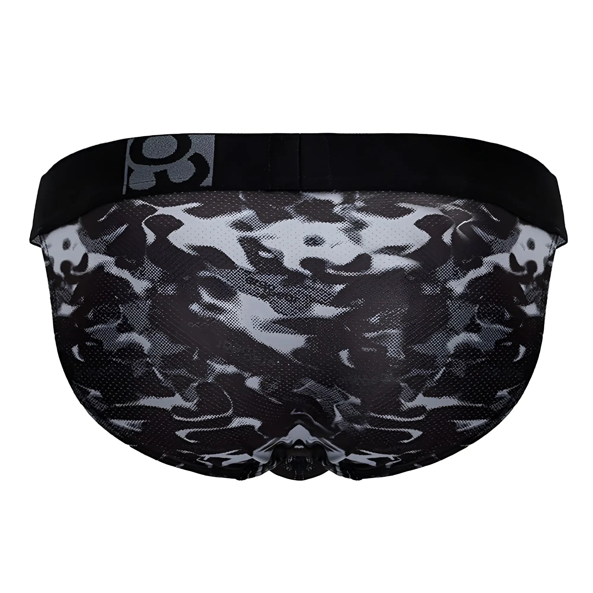 Ergowear ew1723 max se camo black athletic briefs with black waistband and mesh fabric body in black and gray camouflage