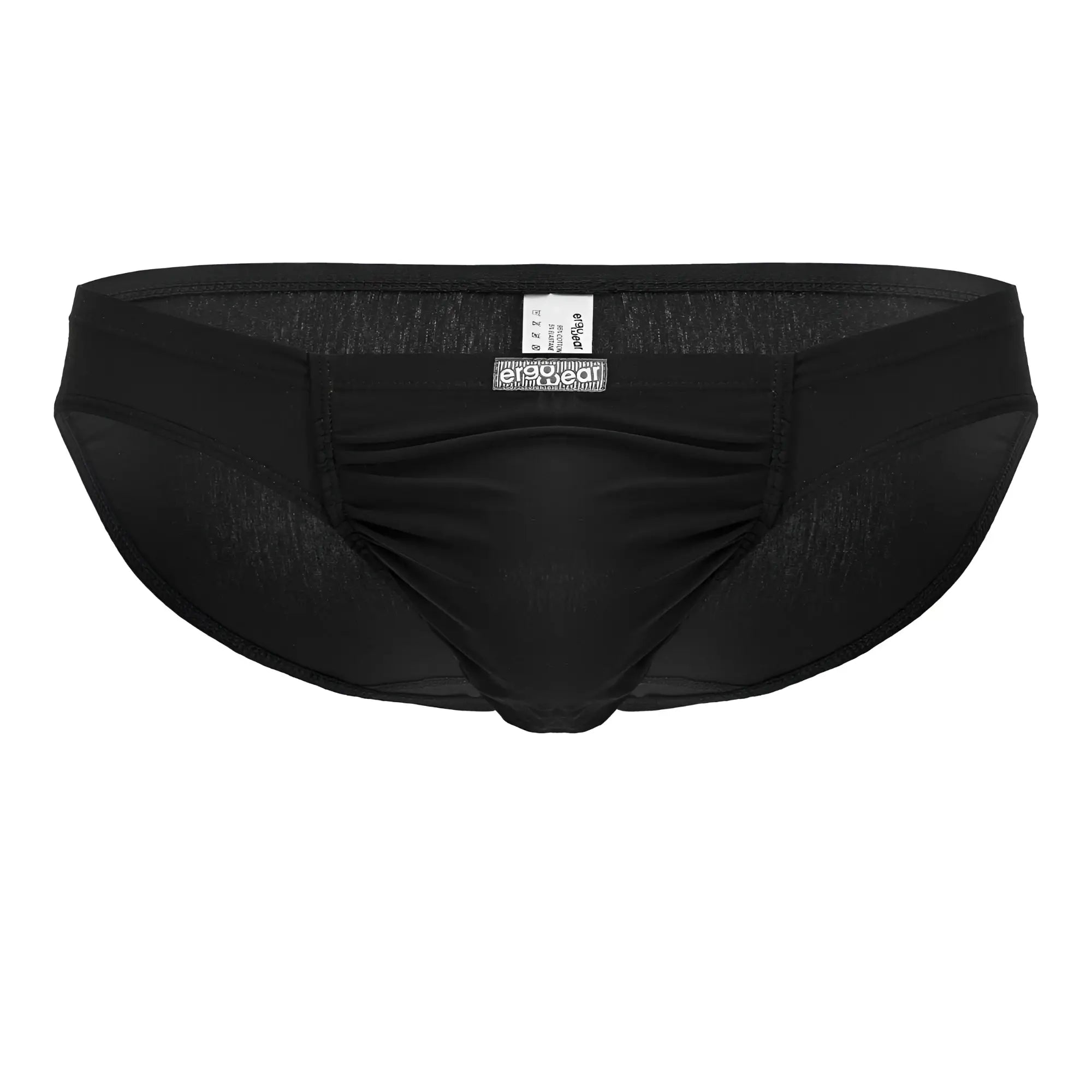 Black ergonomic cotton briefs with smooth form-fitting design and subtle texture from ErgoWear EW1727 Feel GR8 Bikini