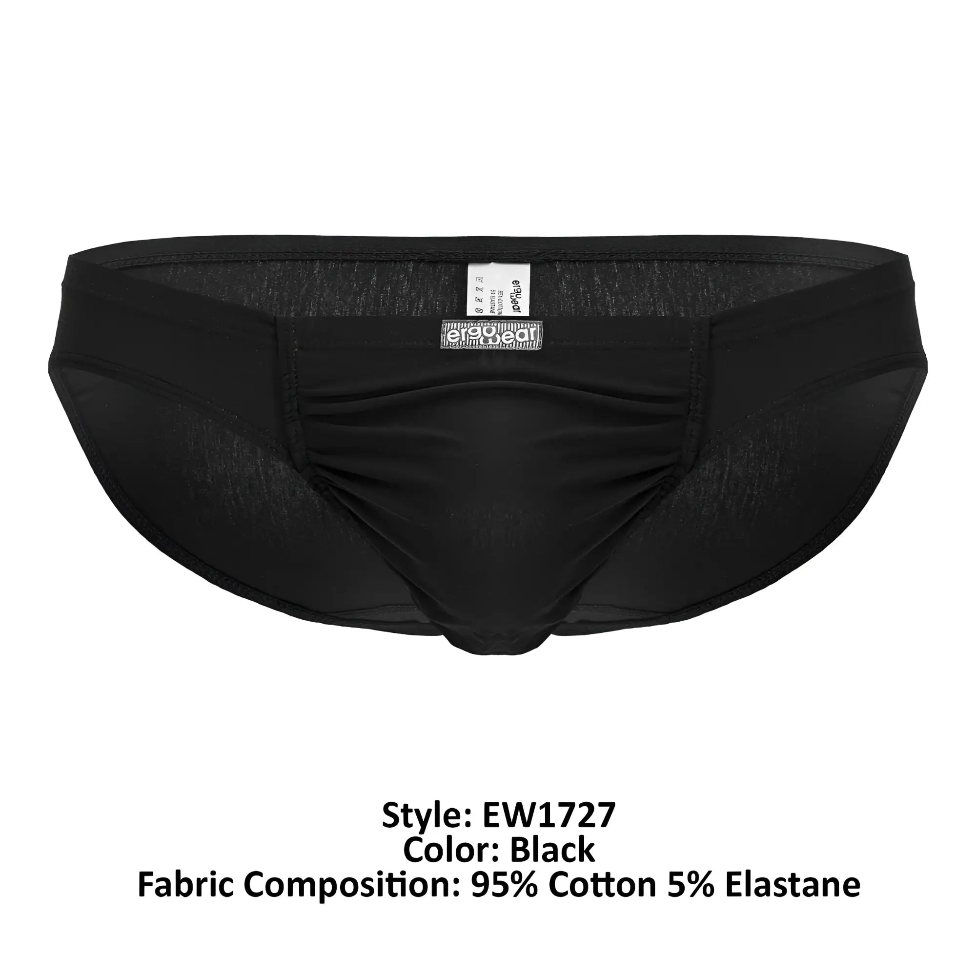Black men’s briefs ergo wear ew1727 feel gr8 cotton bikini in black with 95 cotton 5 elastane and ergonomic waistband