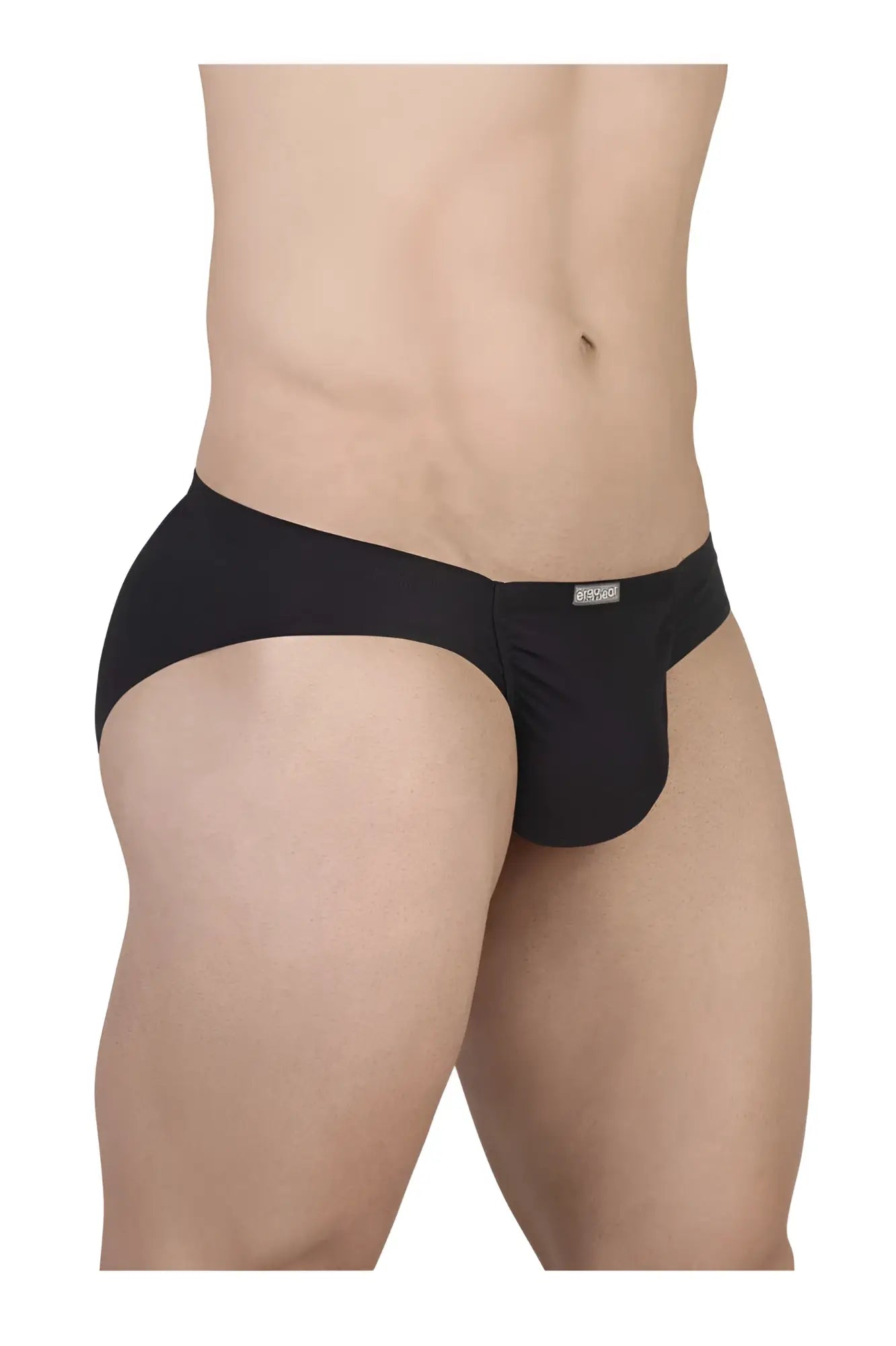 Black mens briefs ergoWear EW1727 feel gr8 cotton bikini in black with snug fit and small brand tag on waistband