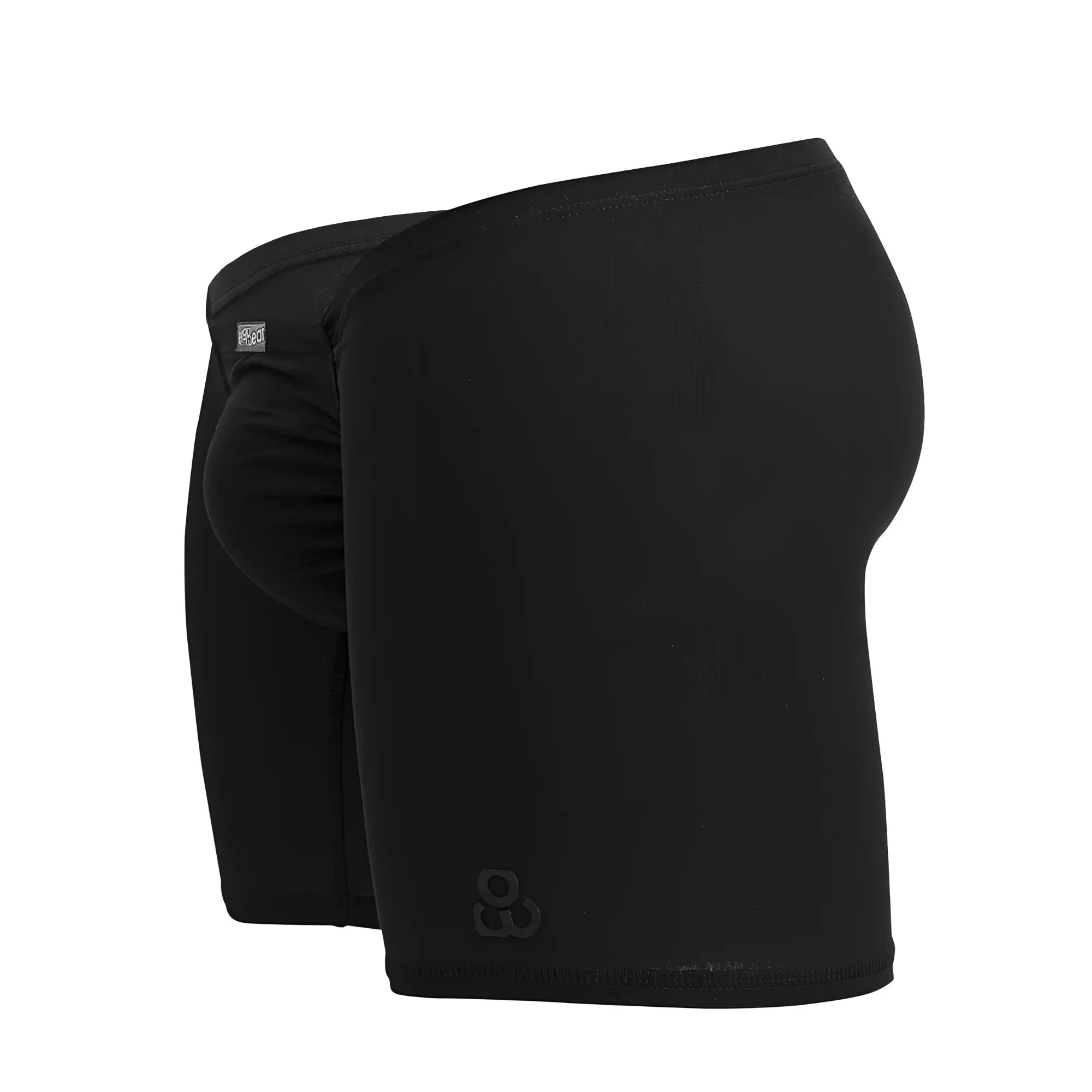 Black men’s ErgoWear ew1729 feel gr8 cotton boxer briefs in black with contoured design and subtle brand logo on leg