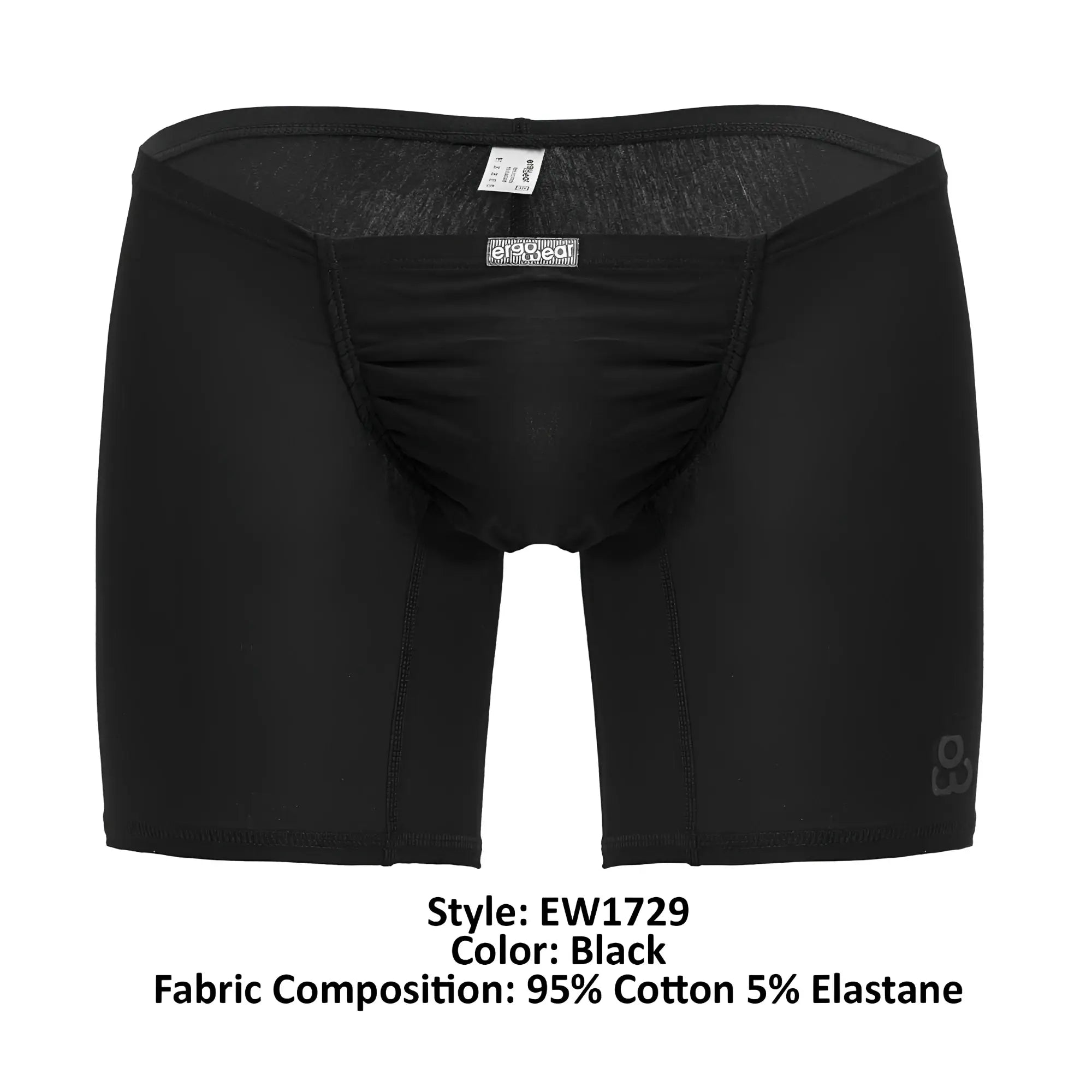 ErgoWear ew1729 feel gr8 black boxer briefs made of 95% cotton 5% elastane with snug fit and reinforced seams