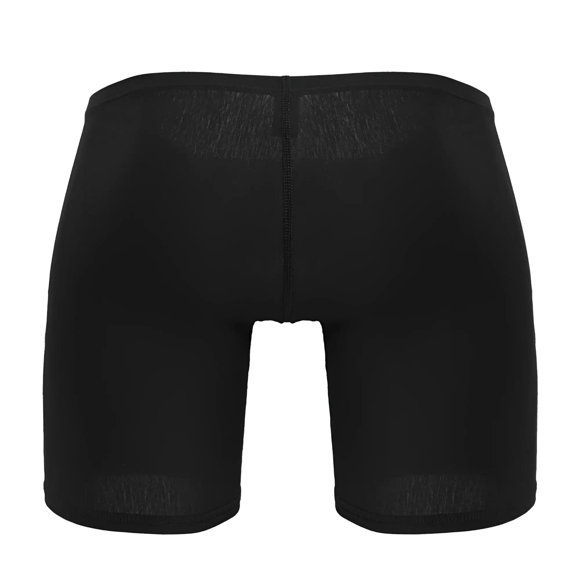 Black seamless ergoWear ew1729 FEEL GR8 cotton boxer briefs showing back with mesh panel and reinforced stitching