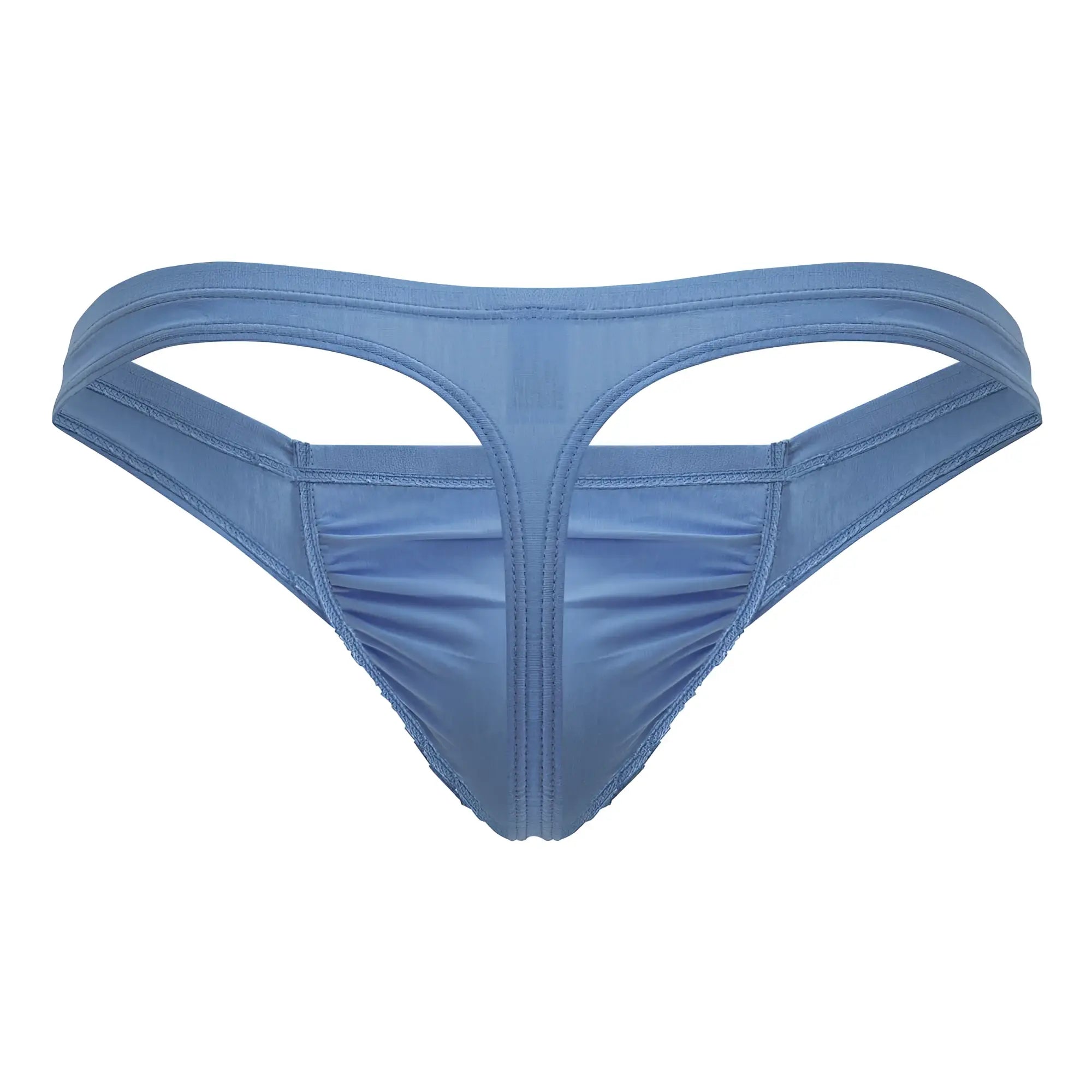 Ergowear ew1730 feel gr8 light blue cotton thong with blue satin-like smooth glossy finish and subtle stitching details