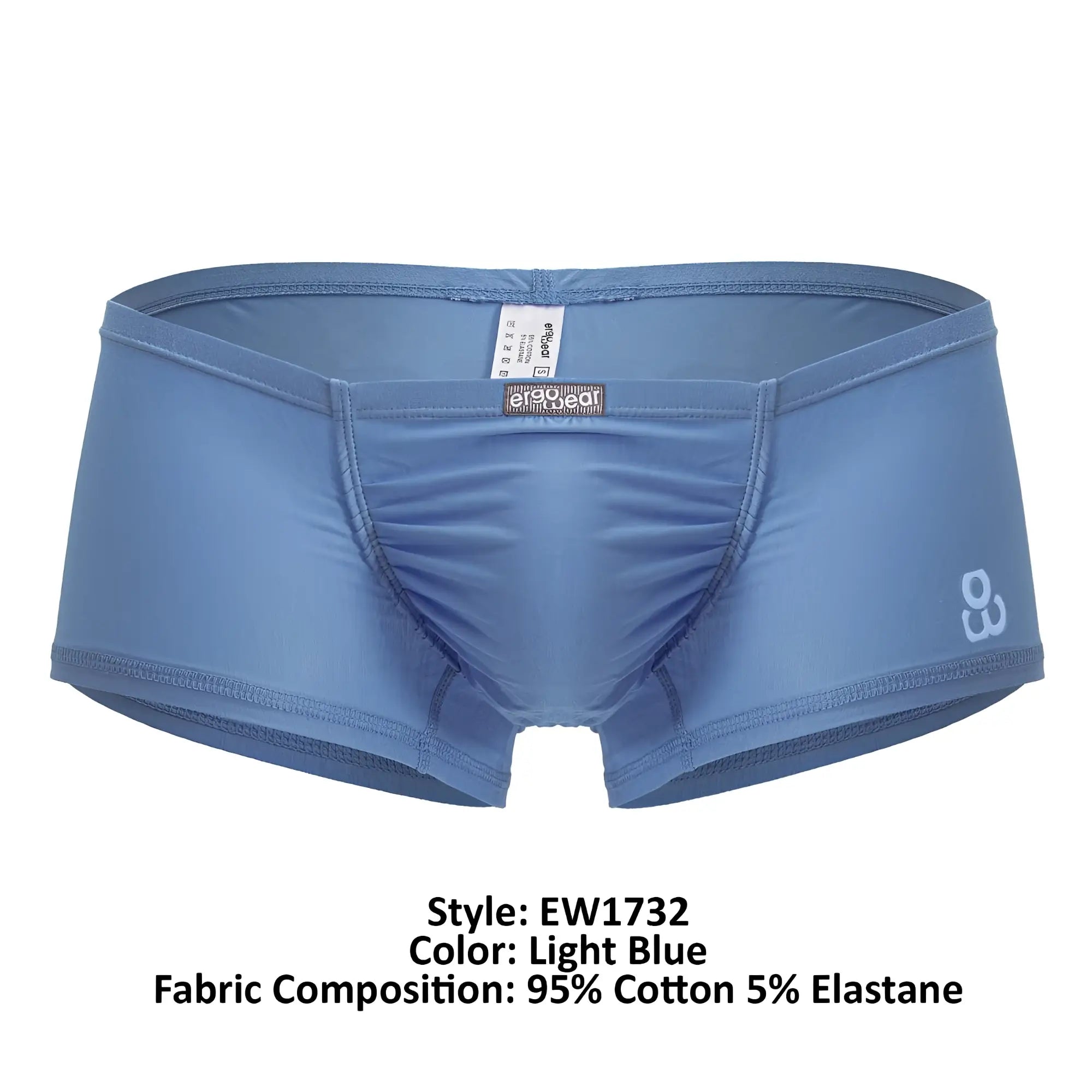 Light blue ergoWear ew1732 feel gr8 cotton trunks for men made of 95 cotton 5 elastane with subtle brand logo