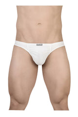 White ergo wear ew1734 feel gr8 cotton thongs with a smooth form fitting design and subtle brand tag at the waistband