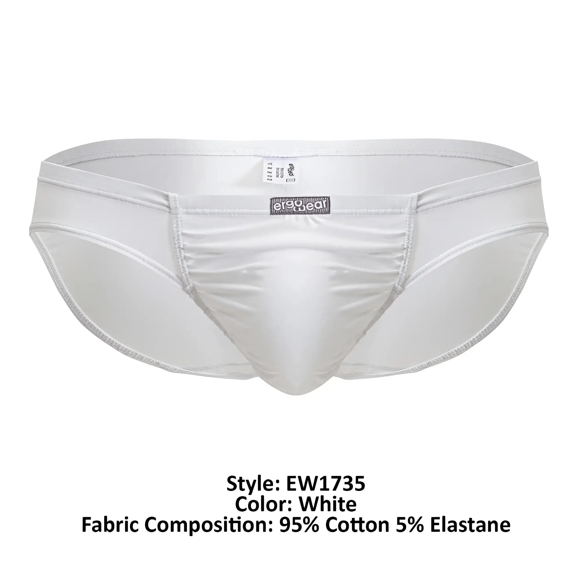 ErgoWear ew1735 feel gr8 white cotton bikini briefs made of 95% cotton 5% elastane with sleek stitching details