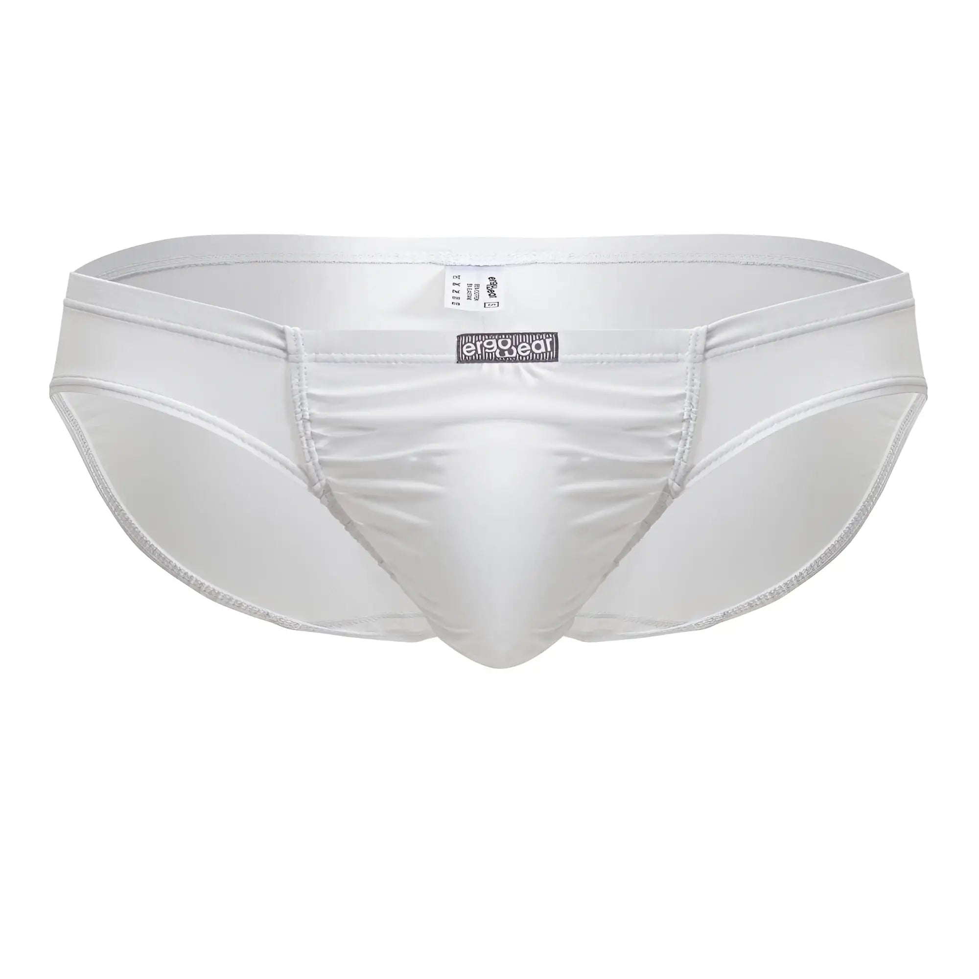 White sleek form-fitting ergoWear EW1735 feel GR8 cotton bikini briefs with smooth satin-like finish