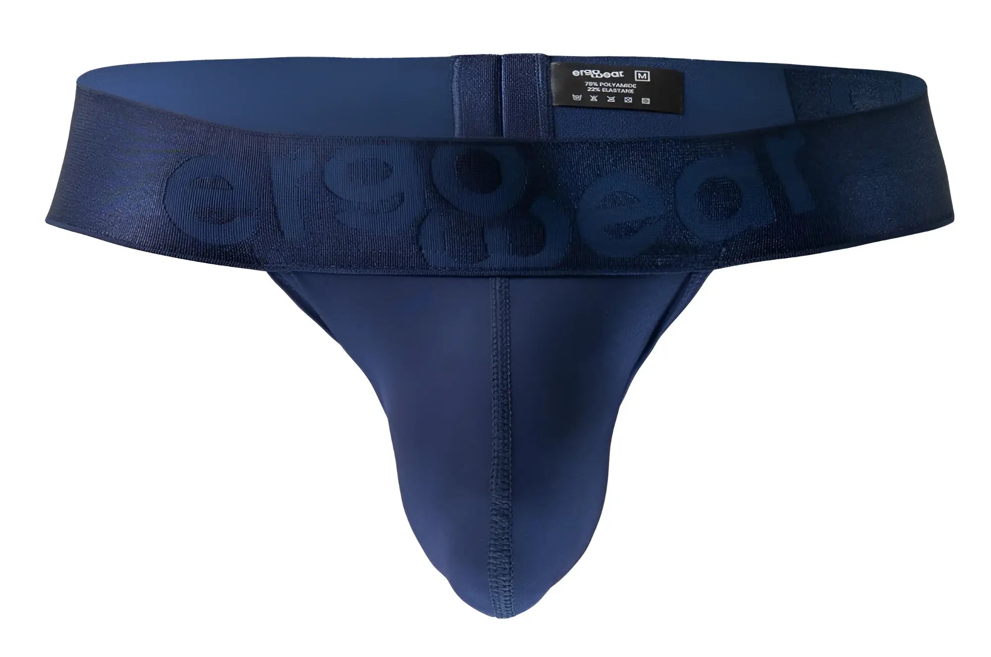 Navy blue ergonomic briefs with subtle embossed brand logo on waistband from ErgoWear EW1738 MAX BOLD G-string