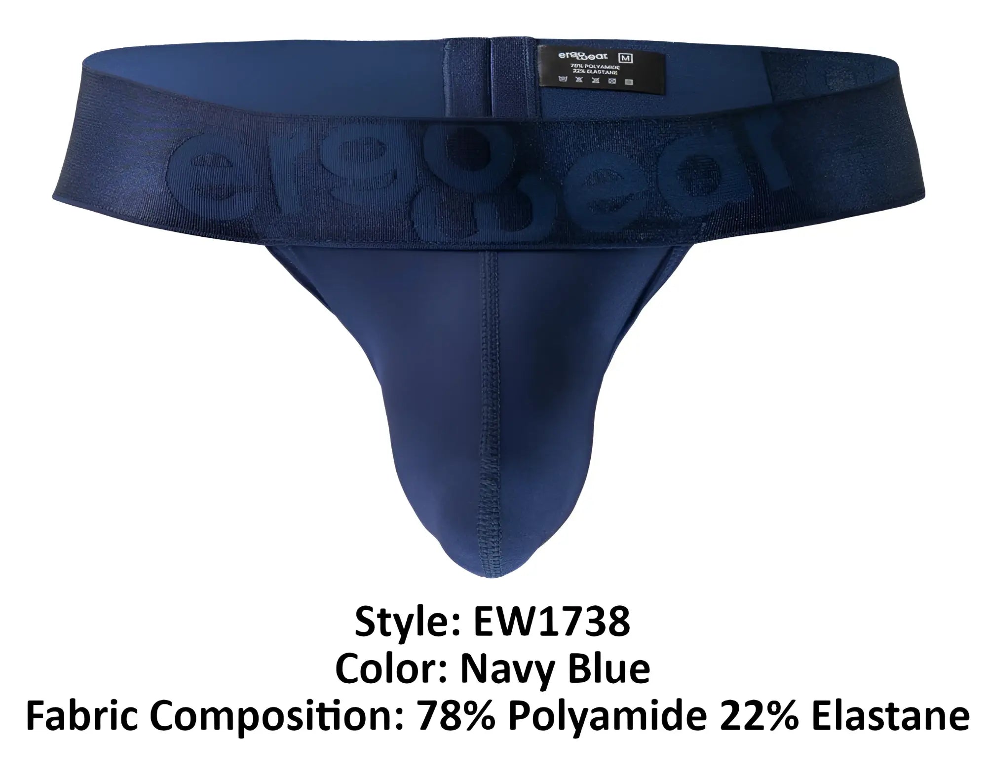 Navy blue ergoWear ew1738 max bold g-string thong with ergonomic design branded waistband and seamless construction