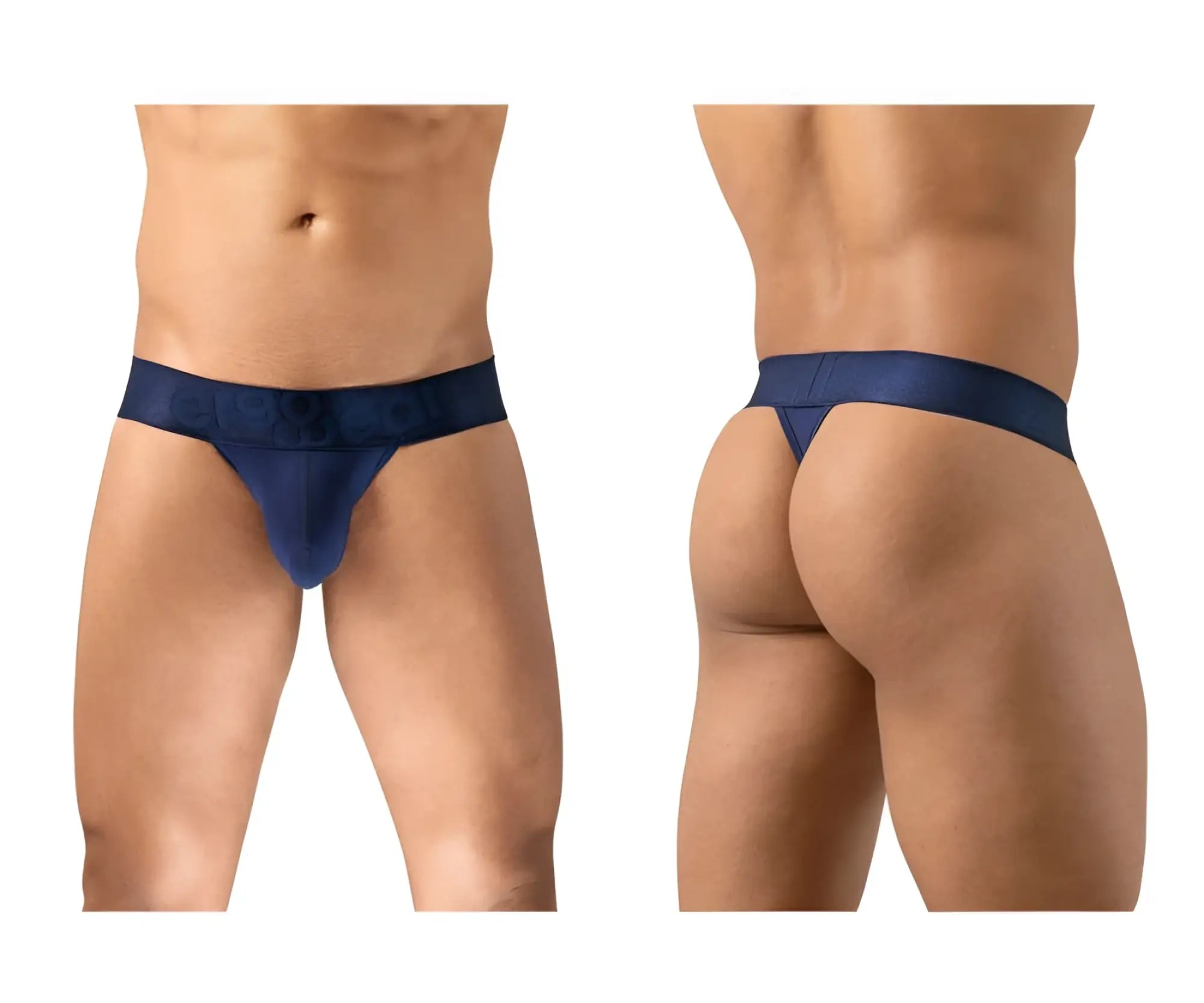 Navy blue ergoWear ew1738 max bold g-string thong with smooth seamless design and wide waistband back side view