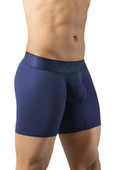 Navy blue ergowear ew1741 max bold boxer briefs with textured waistband featuring brand name ergonomic fabric
