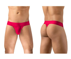 Bright red ergoWear ew1742 max bold seamless thong underwear with a wide waistband shown from the back side
