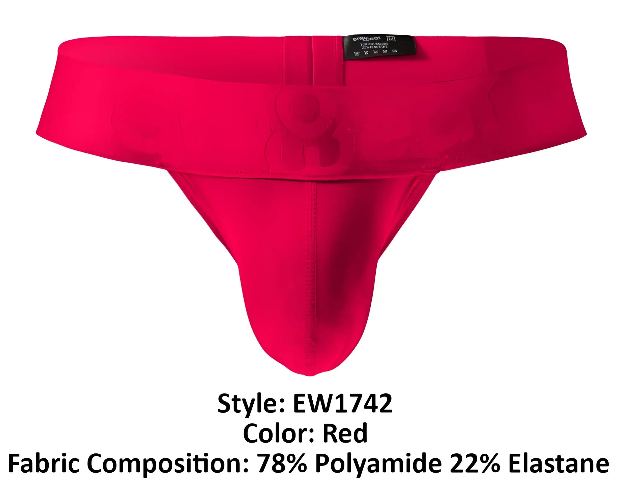 Red men’s thong ergoWear EW1742 max bold g-string in red made of 78% polyamide and 22% elastane with central seam