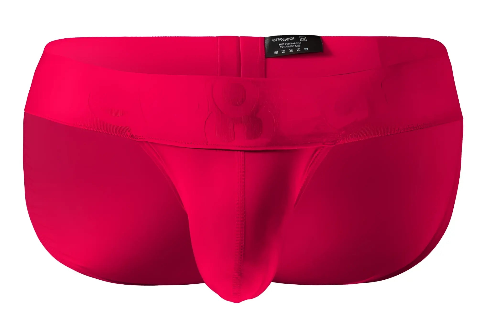 Bright red ErgoWear EW1743 MAX BOLD seamless men’s briefs with central pouch and elastic waistband