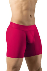 Bright red ErgoWear EW1745 MAX BOLD men’s boxer briefs with smooth stretchy fabric and contoured pouch design