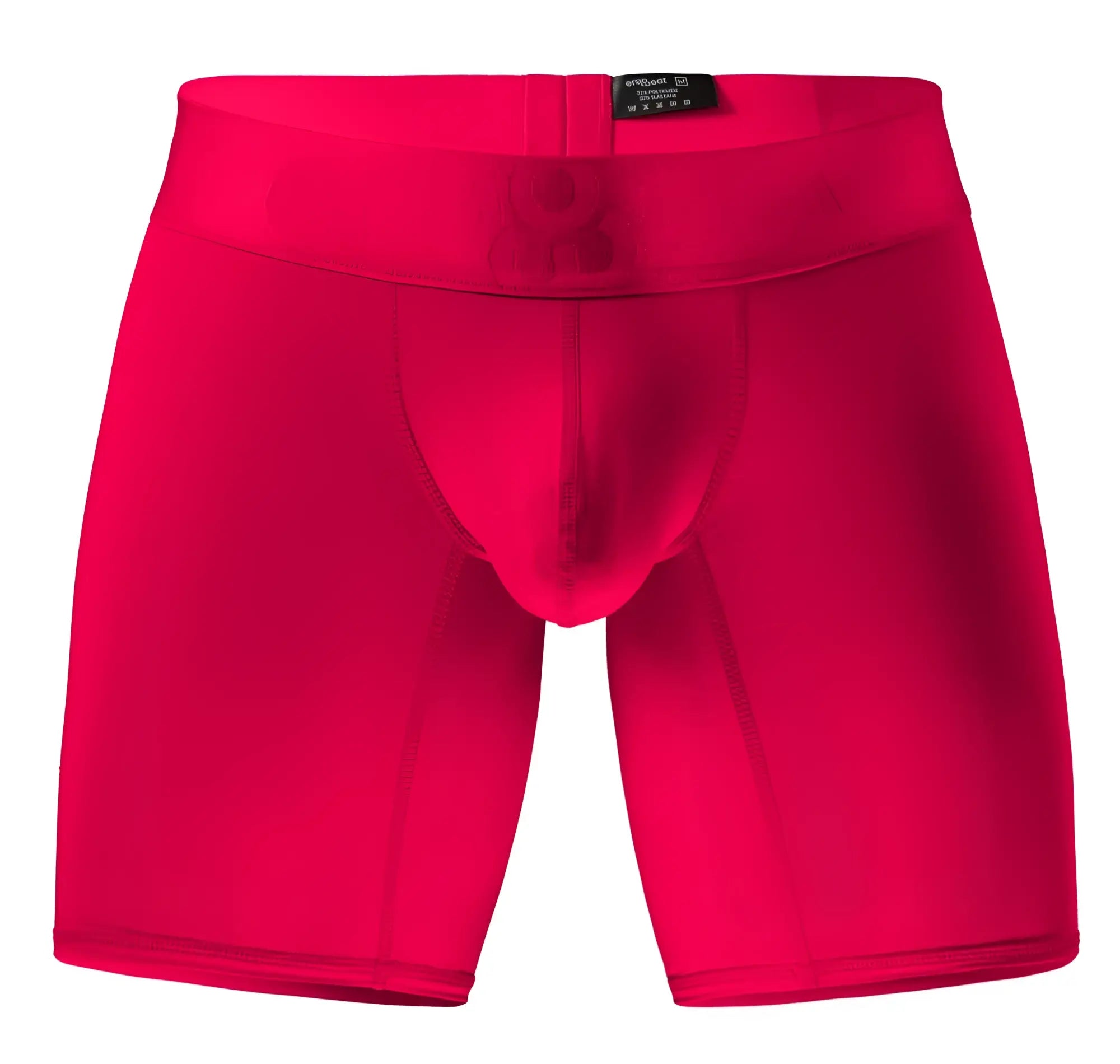 Bright red ergo wear ew1745 max bold boxer briefs with smooth form fitting fabric and contoured pouch design