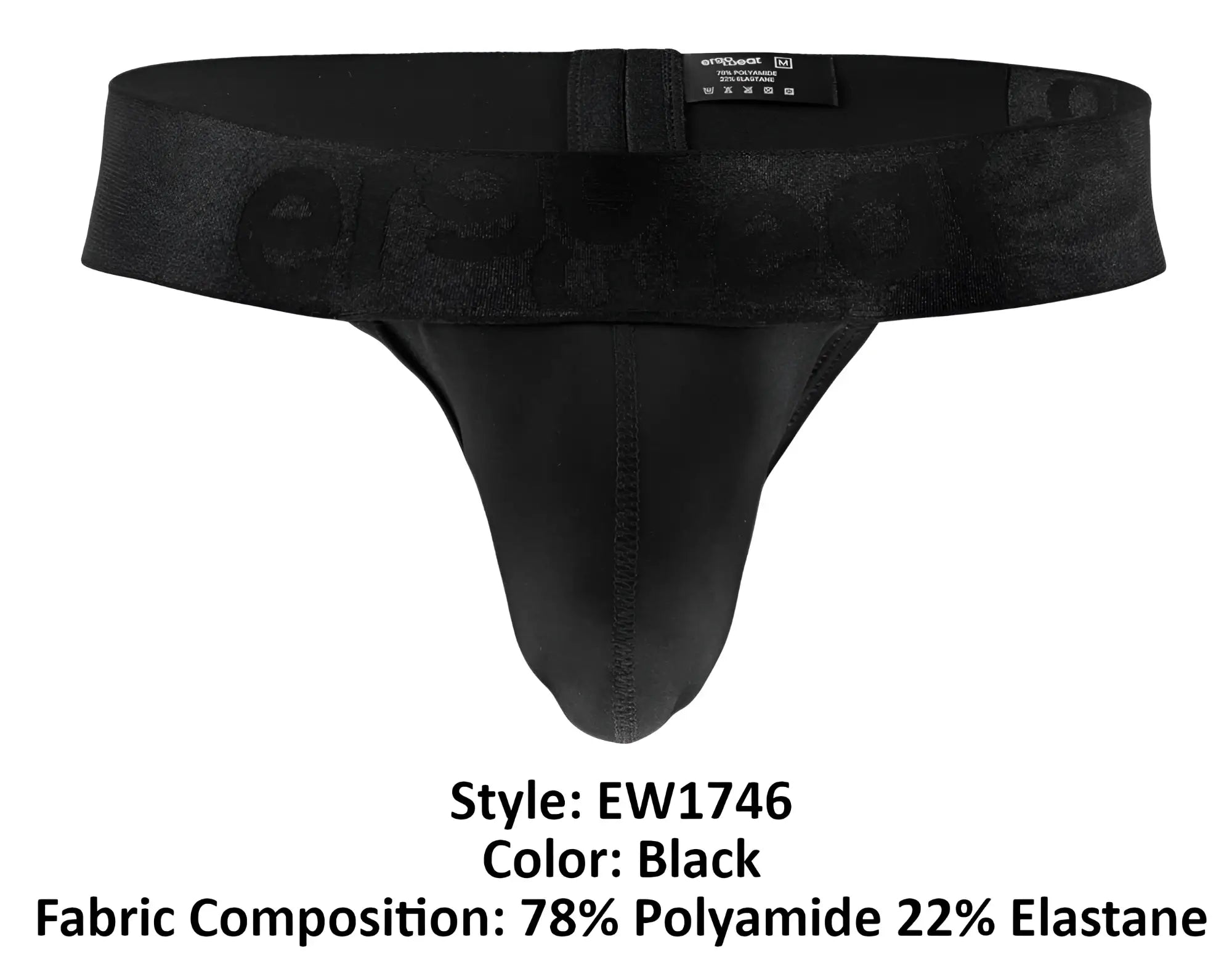Black mens thong ergo wear ew1746 max bold g string in black with subtle waistband texture and reinforced leg stitching
