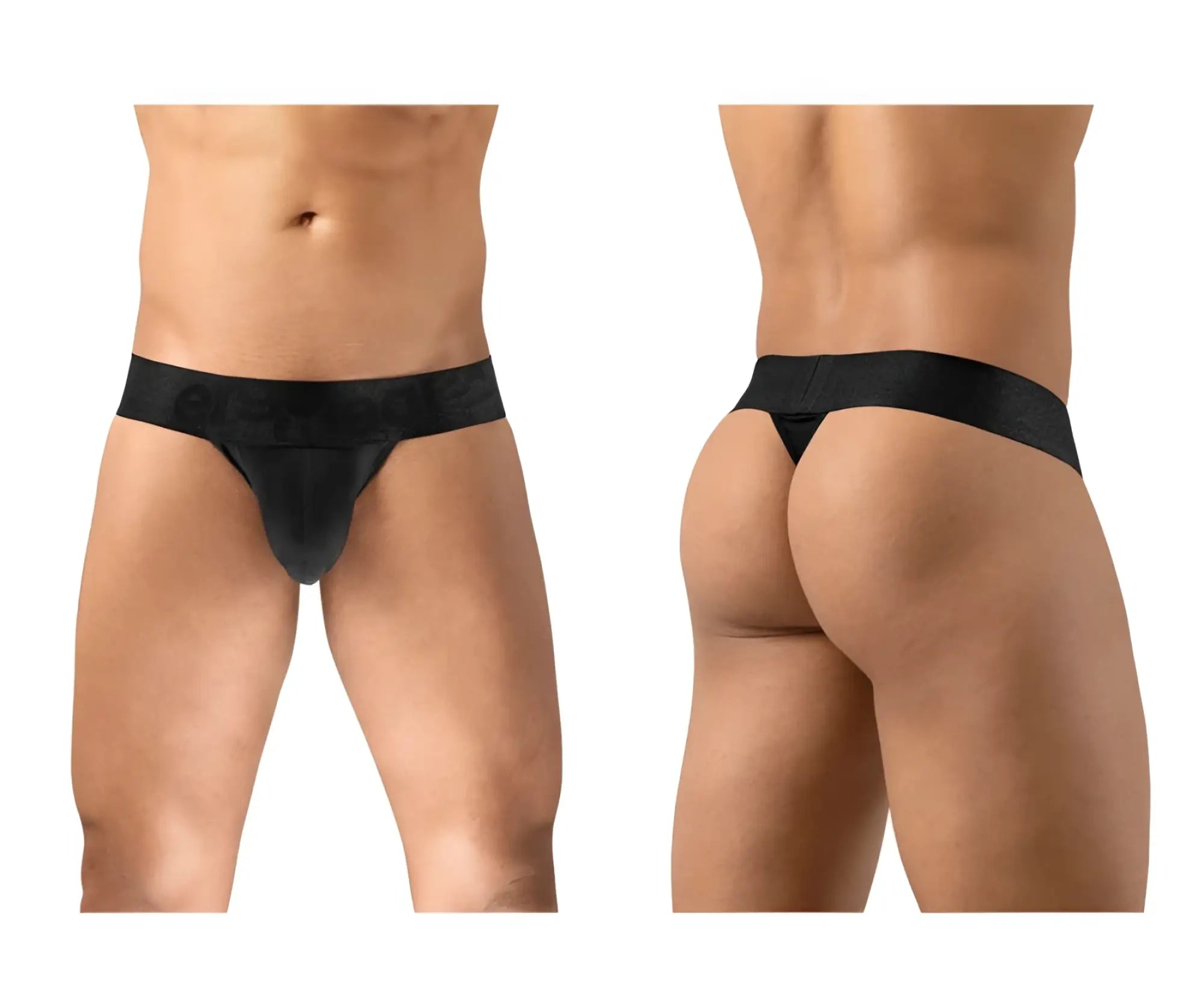 Seamless black thong underwear with a wide waistband from ergowear ew1746 max bold g-string collection