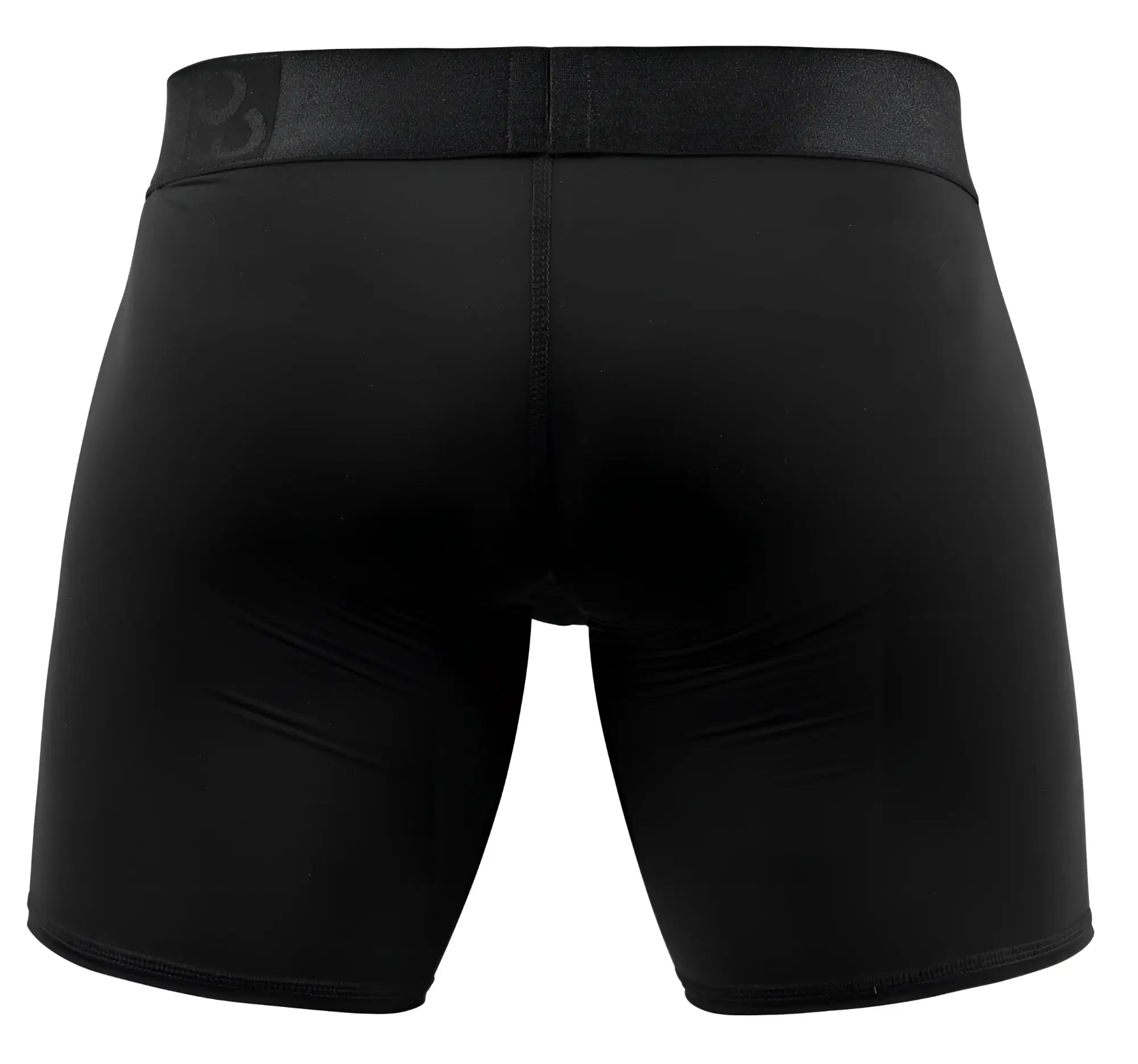 Black ergo wear ew1749 max bold boxer briefs with textured waistband and brand logo compression shorts design