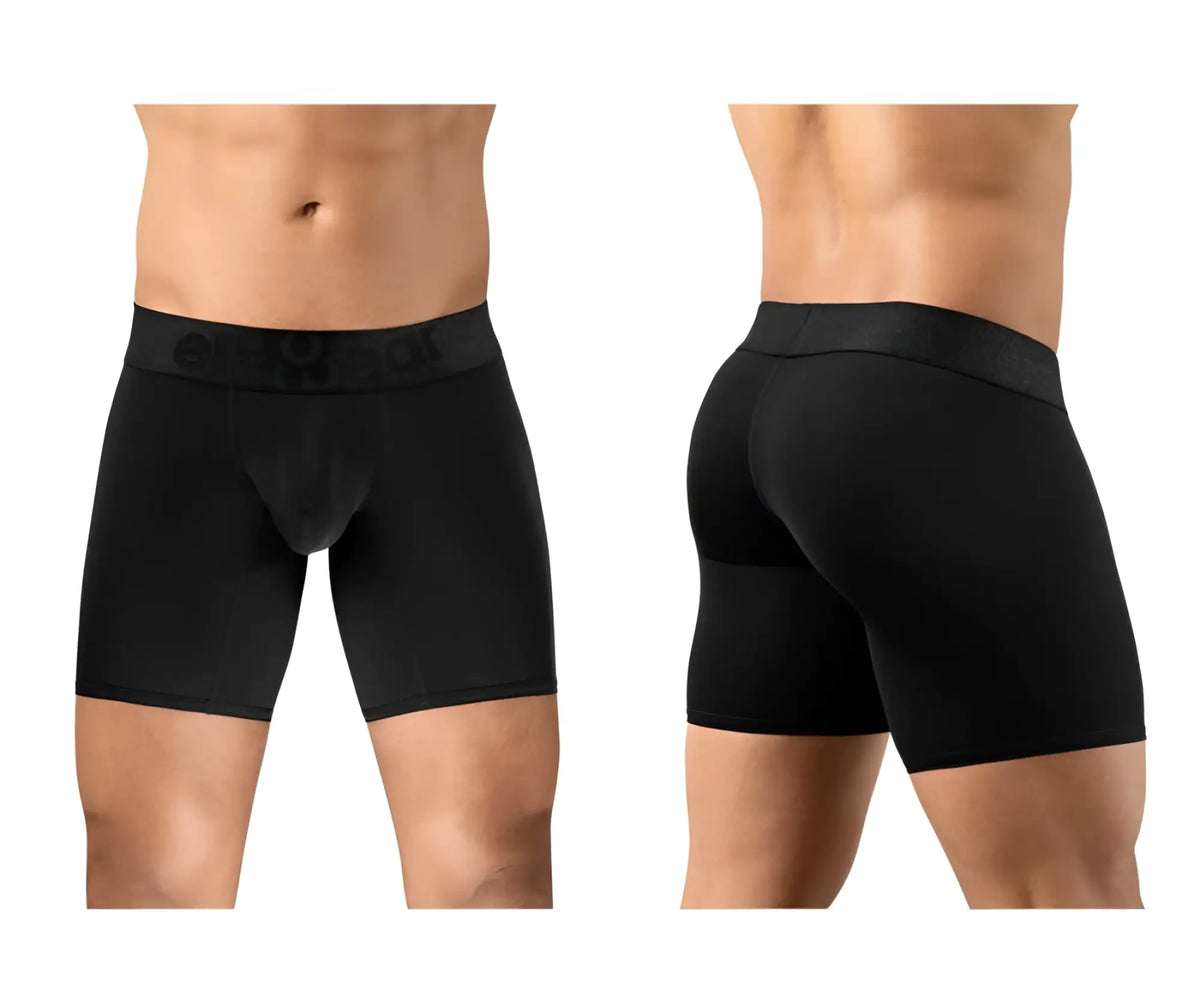 Ergo wear ew1749 max bold black boxer briefs for men with subtle logo on waistband and supportive fit