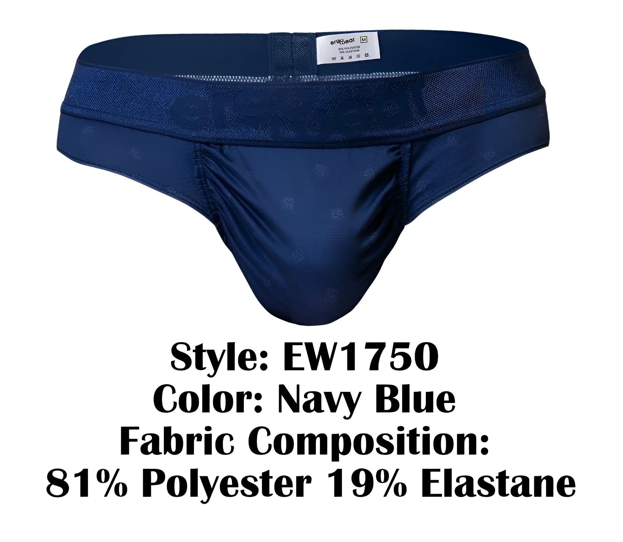 Navy blue ergowear ew1750 feel se men’s briefs with subtle pattern elastic waistband made of polyester and elastane