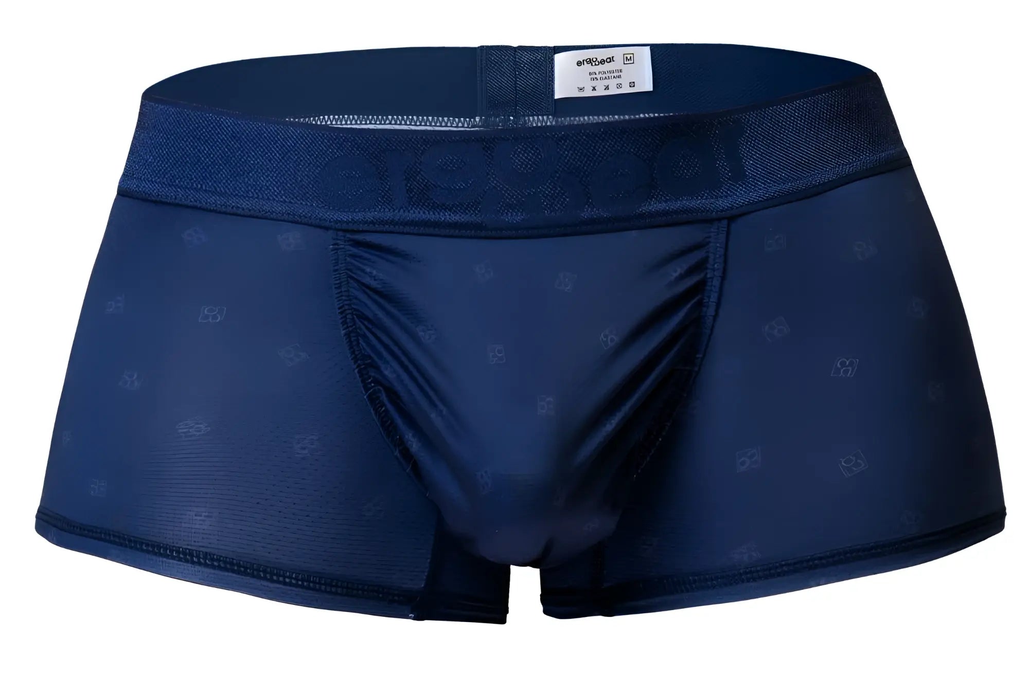 Dark blue ergo wear ew1752 feel se trunks with subtle repeating logo pattern on soft comfortable fabric