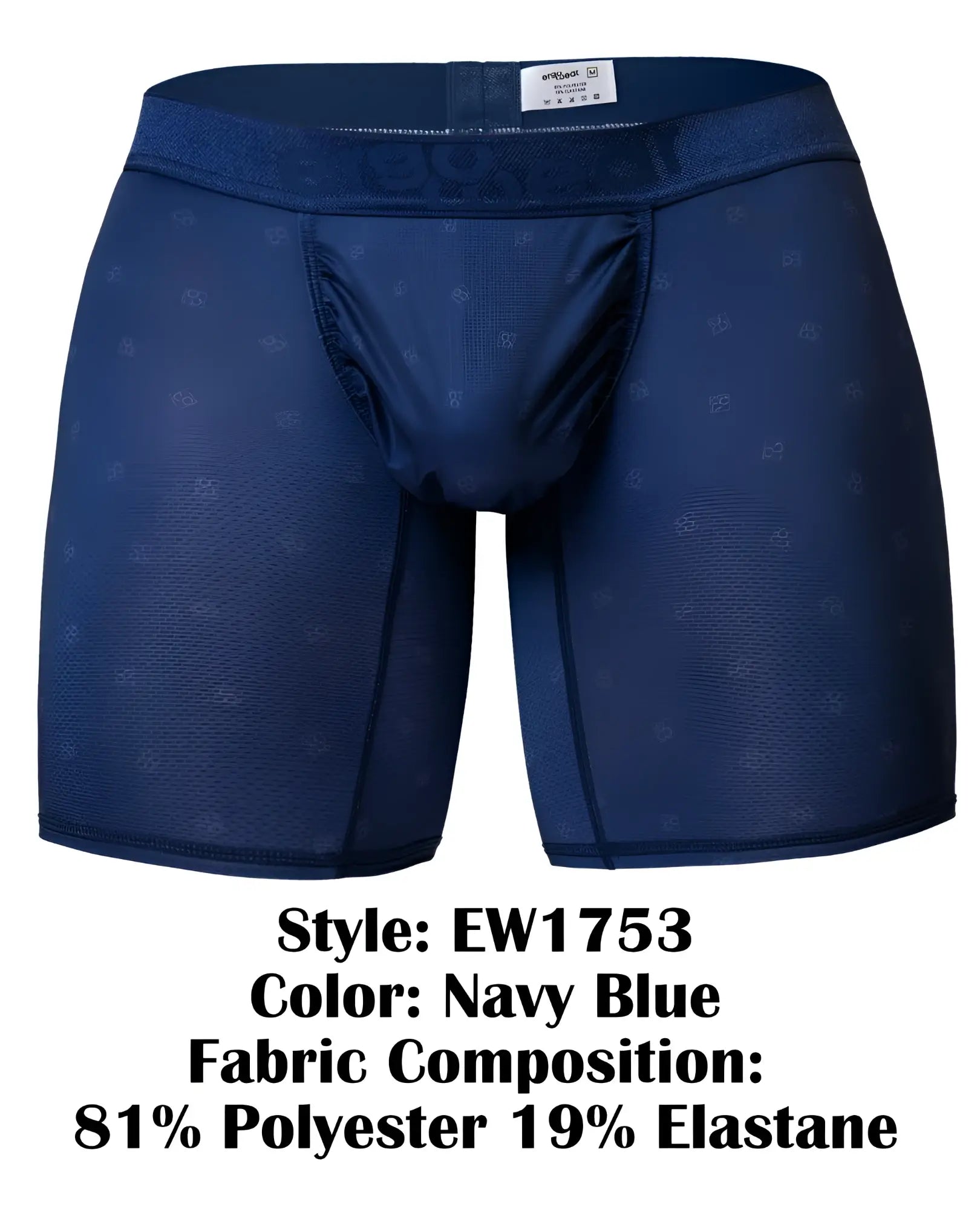 Ergowear ew1753 feel se navy blue boxer briefs with subtle pattern and elastic waistband for comfortable fit