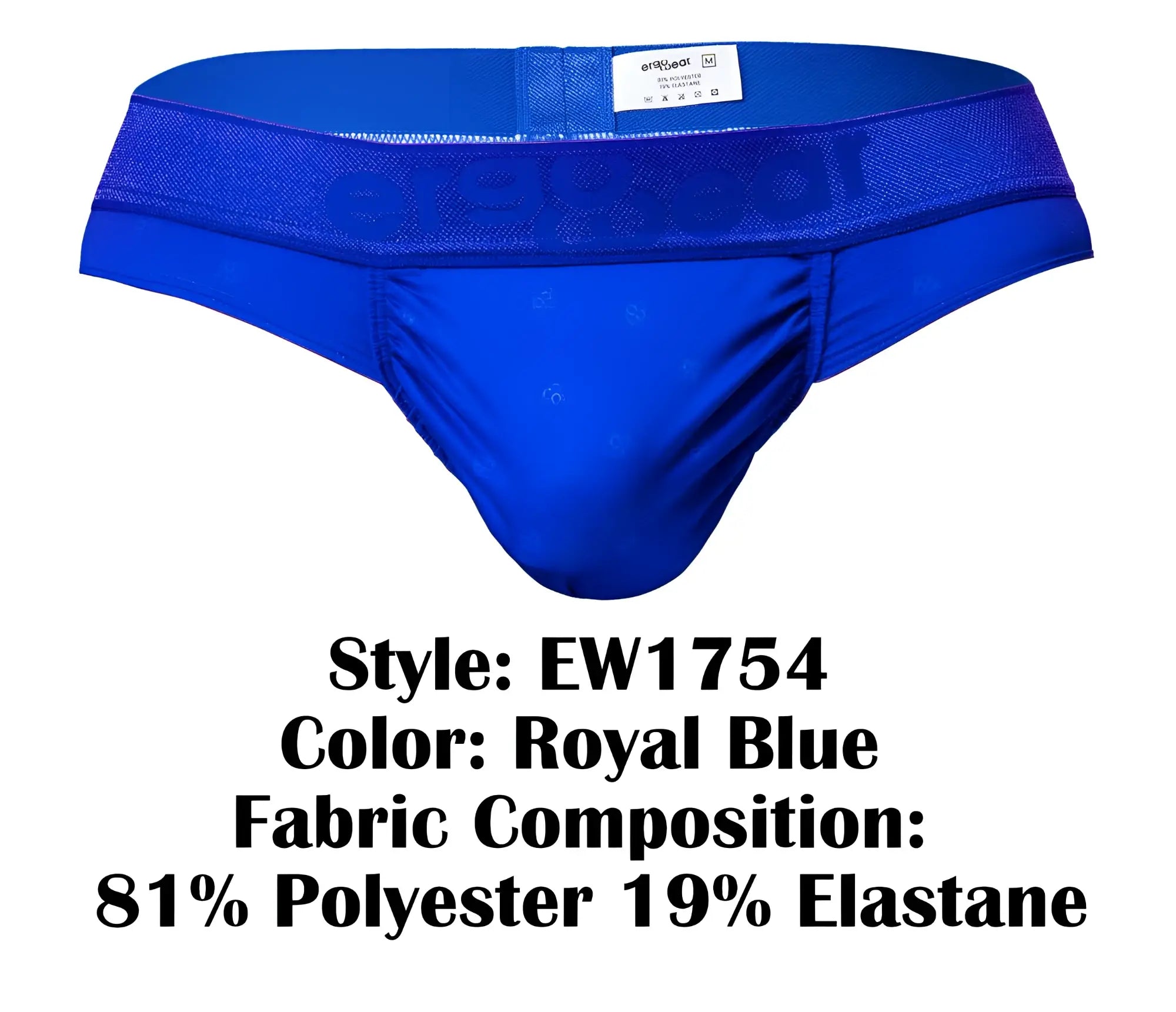 Royal blue ergowear ew1754 feel se men’s briefs made of 81 polyester 19 elastane with textured branded waistband