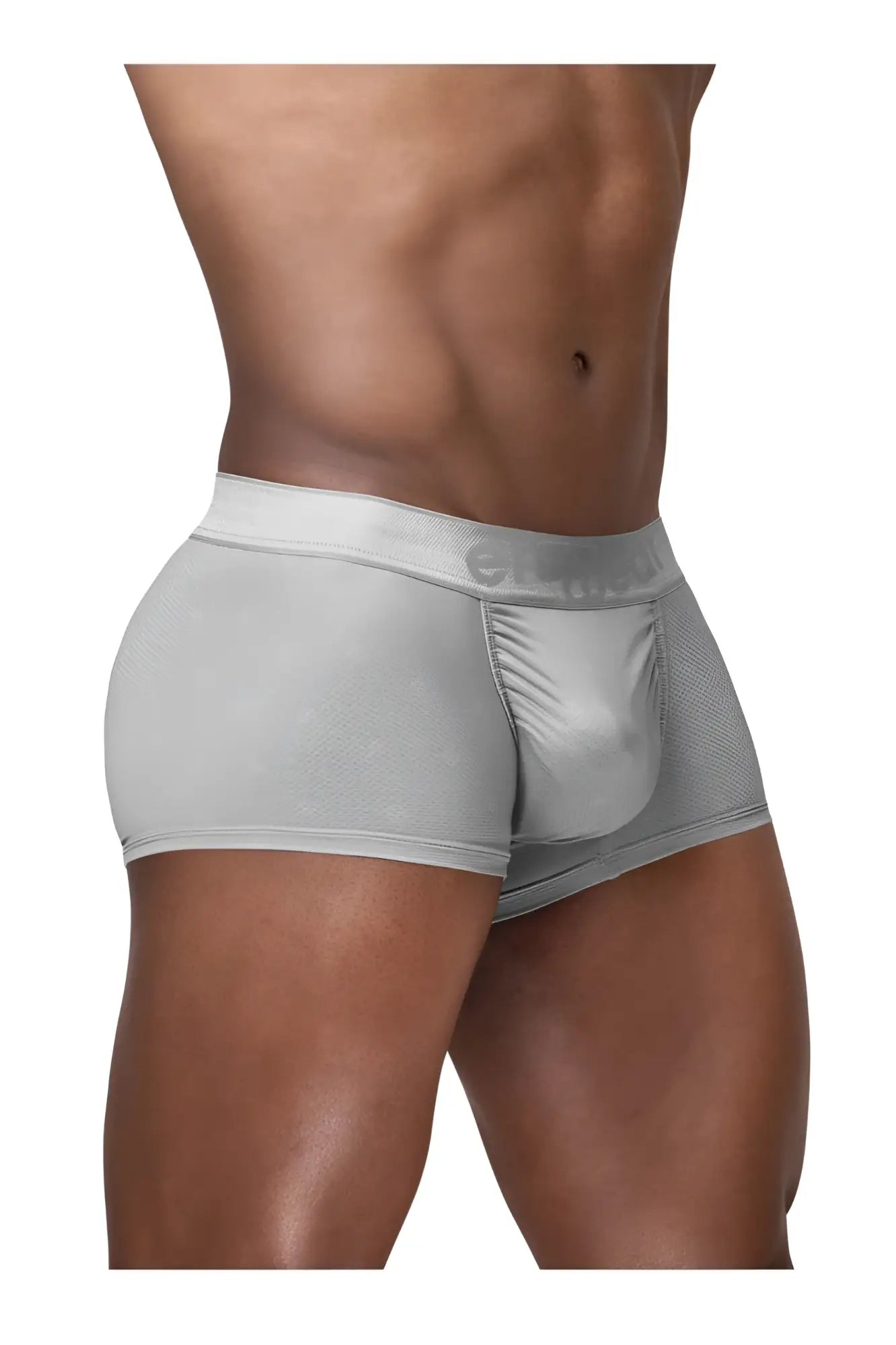 Gray mens briefs ergo wear ew1760 feel se trunks in silver with smooth form fitting fabric and subtle waistband logo