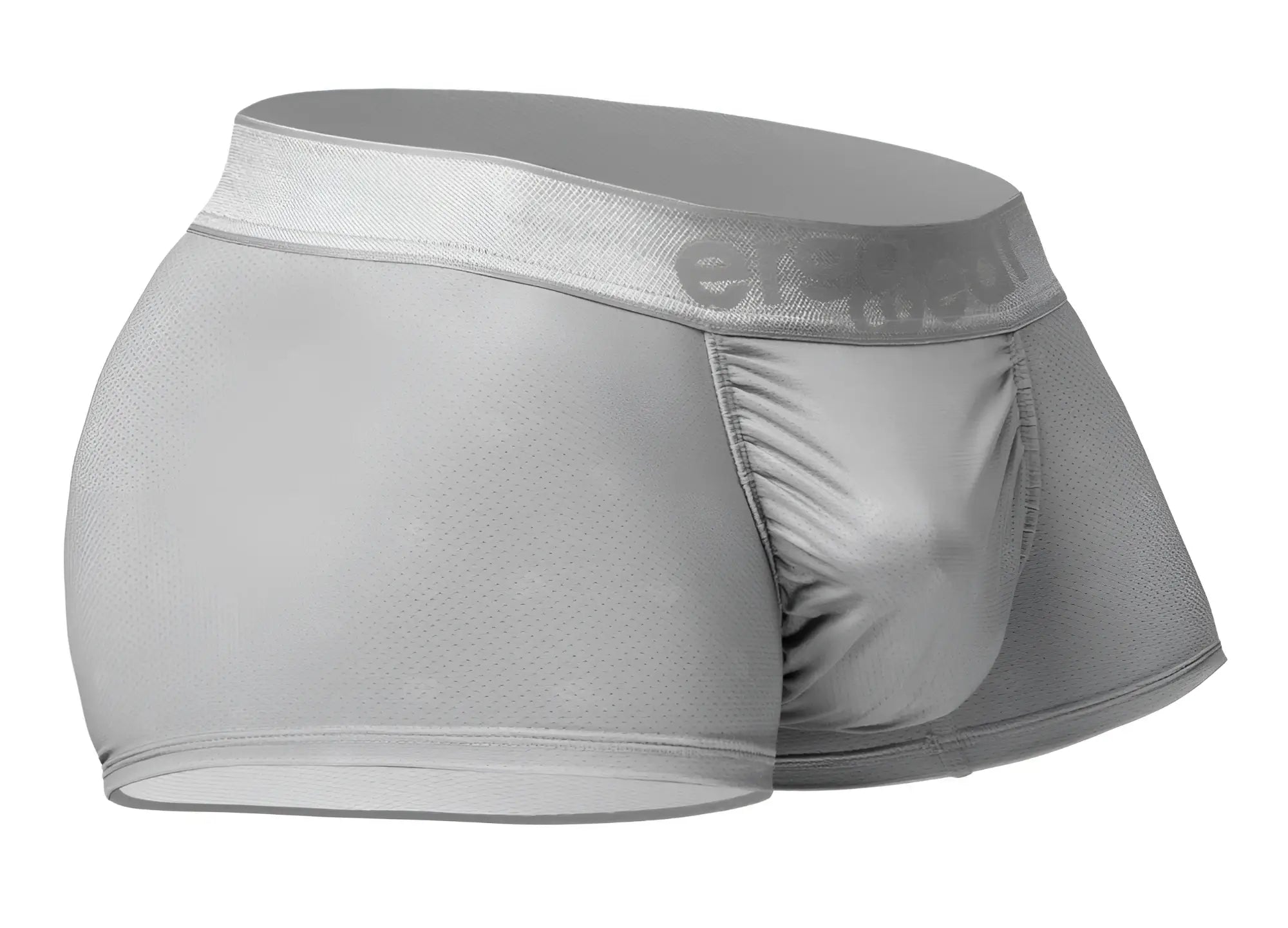 Gray men’s briefs ErgoWear EW1760 FEEL SE trunks with textured fabric and elastic waistband in silver color