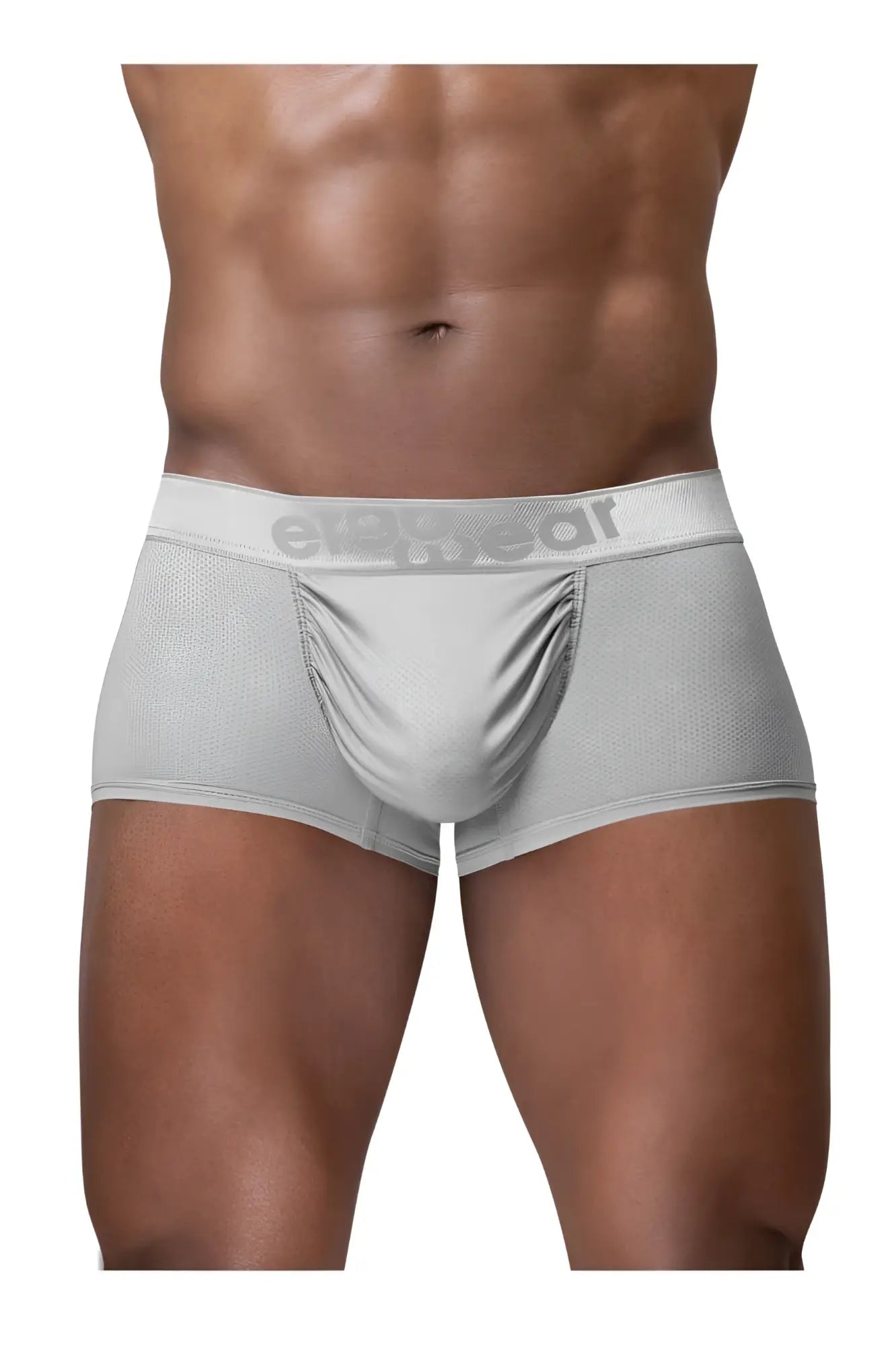Light gray evergear men’s briefs with smooth form-fitting fabric and subtle branding on the waistband in silver