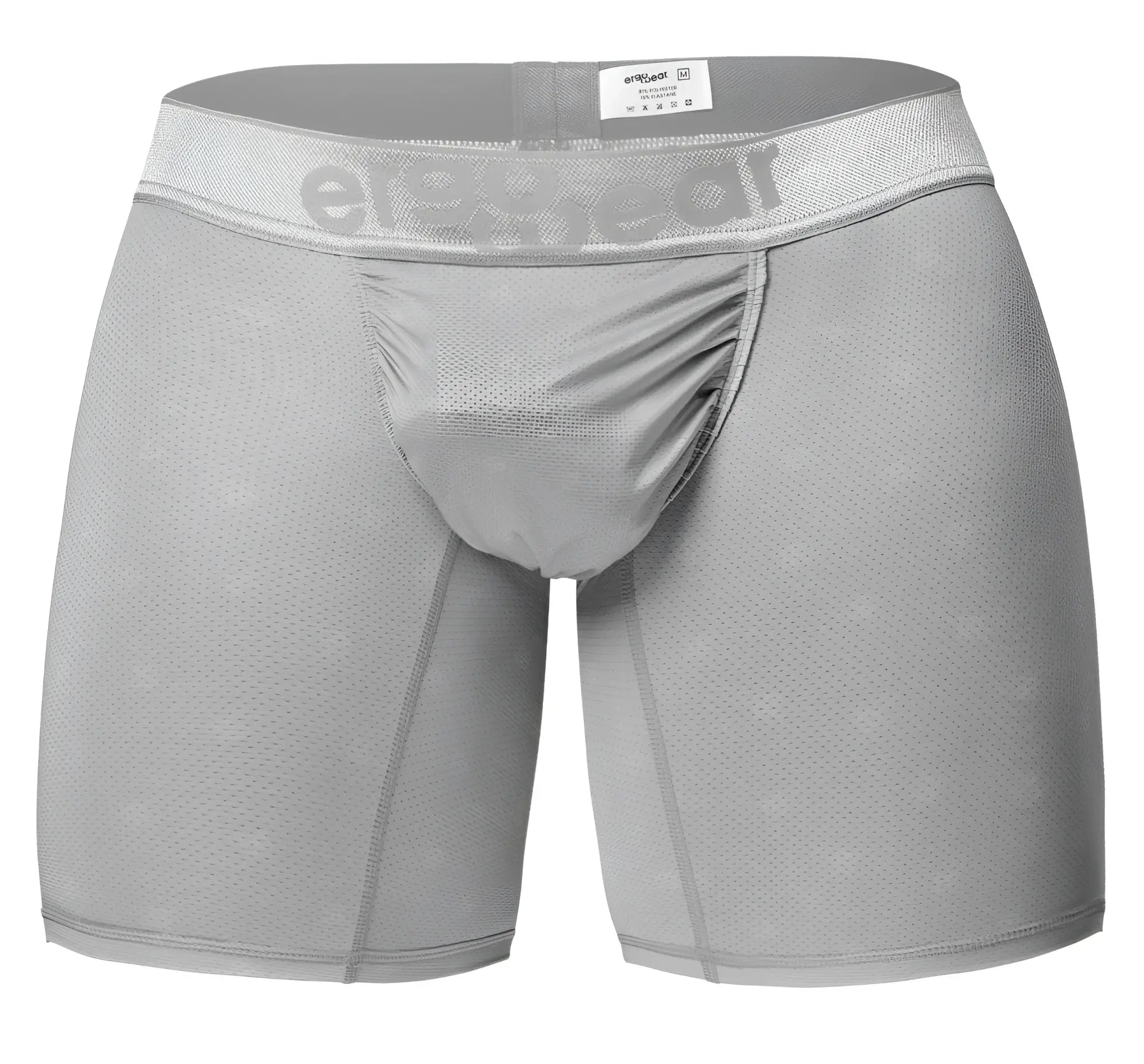 Gray ergonomic boxer briefs with mesh texture and ergogear waistband in silver color from ErgoWear EW1761 FEEL SE line