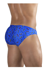 Blue ergoWear ew1764 feel sw swim briefs featuring a playful colorful sunglasses pattern for beachwear