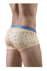 Ergowear ew1774 slk se trunks peach briefs with blue bird pattern and solid blue waistband