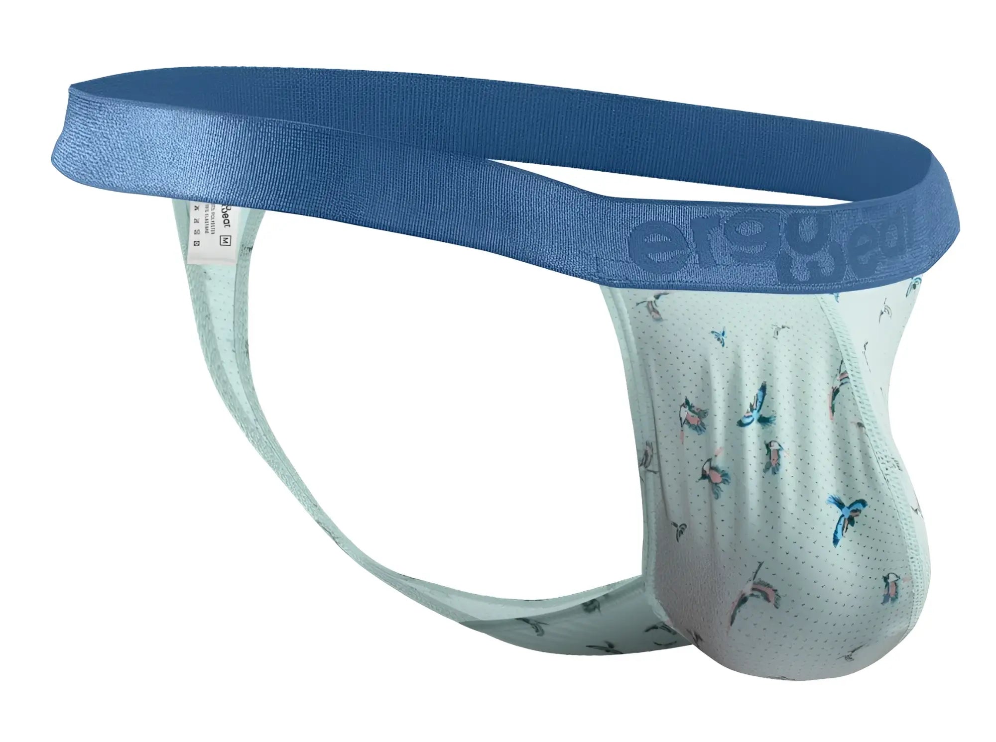 ErgoWear ew1776 slk se g-string frost-birds pattern with blue and light green butterfly design and satin-like waistband