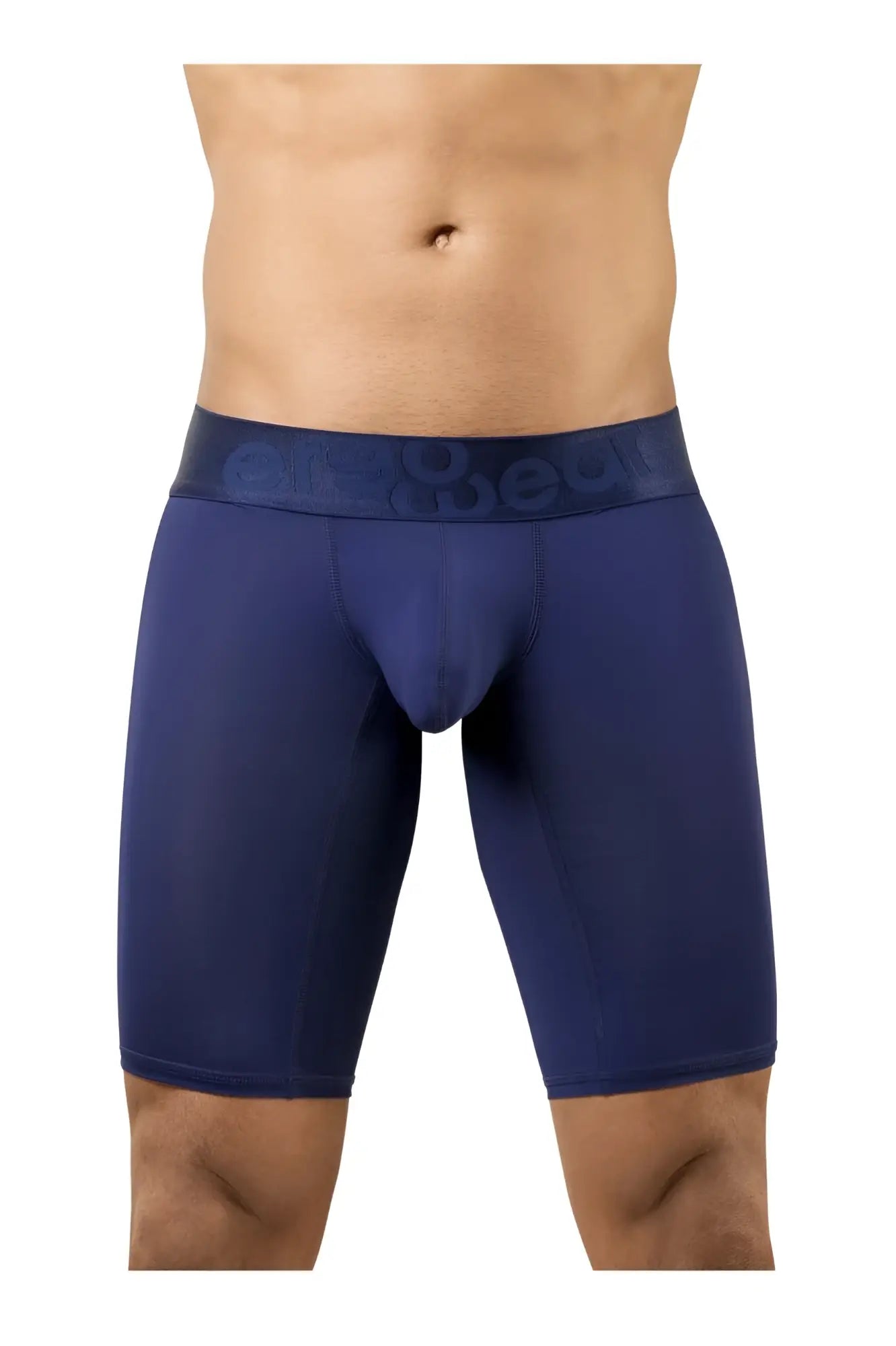 Navy blue ergo wear ew1781 max bold men’s boxer briefs with embossed cage waistband for athletic use