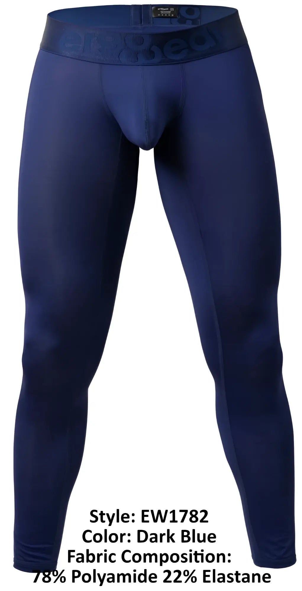 Dark blue ergoWear ew1782 max bold men’s compression tights with branded elastic waistband made of polyamide and elastane